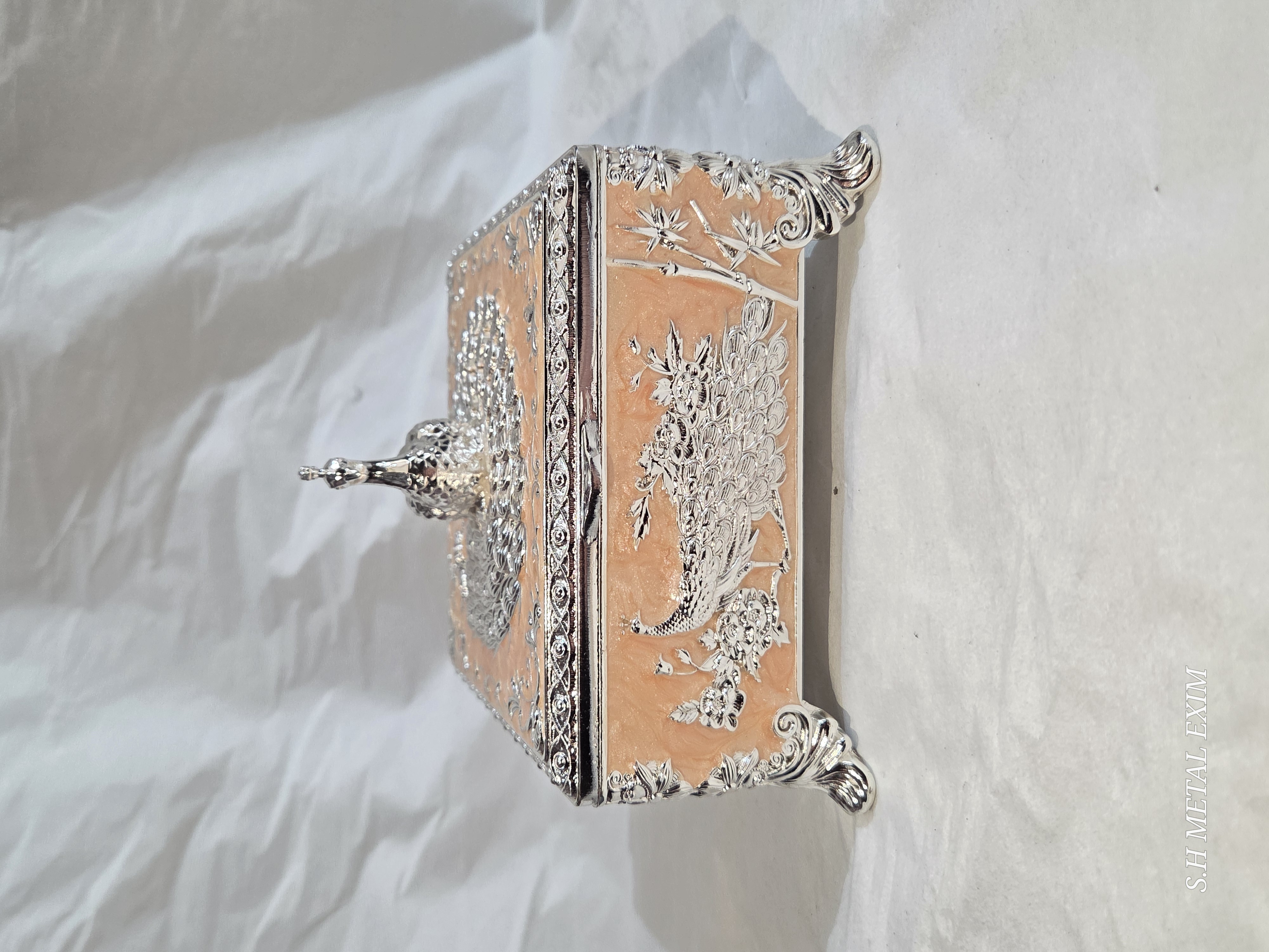 The Royal Peacock Square Trinket Box