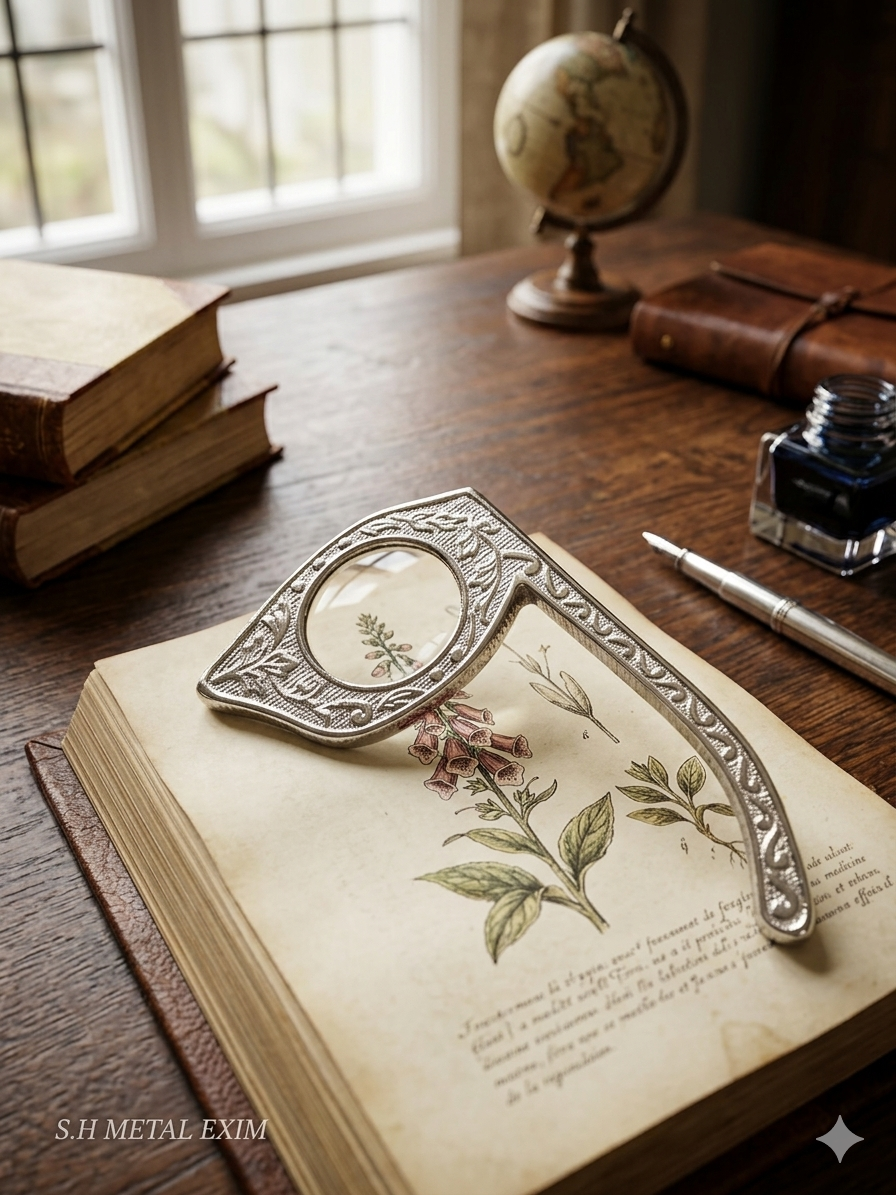 Ornate Silver Handheld Magnifying Glass