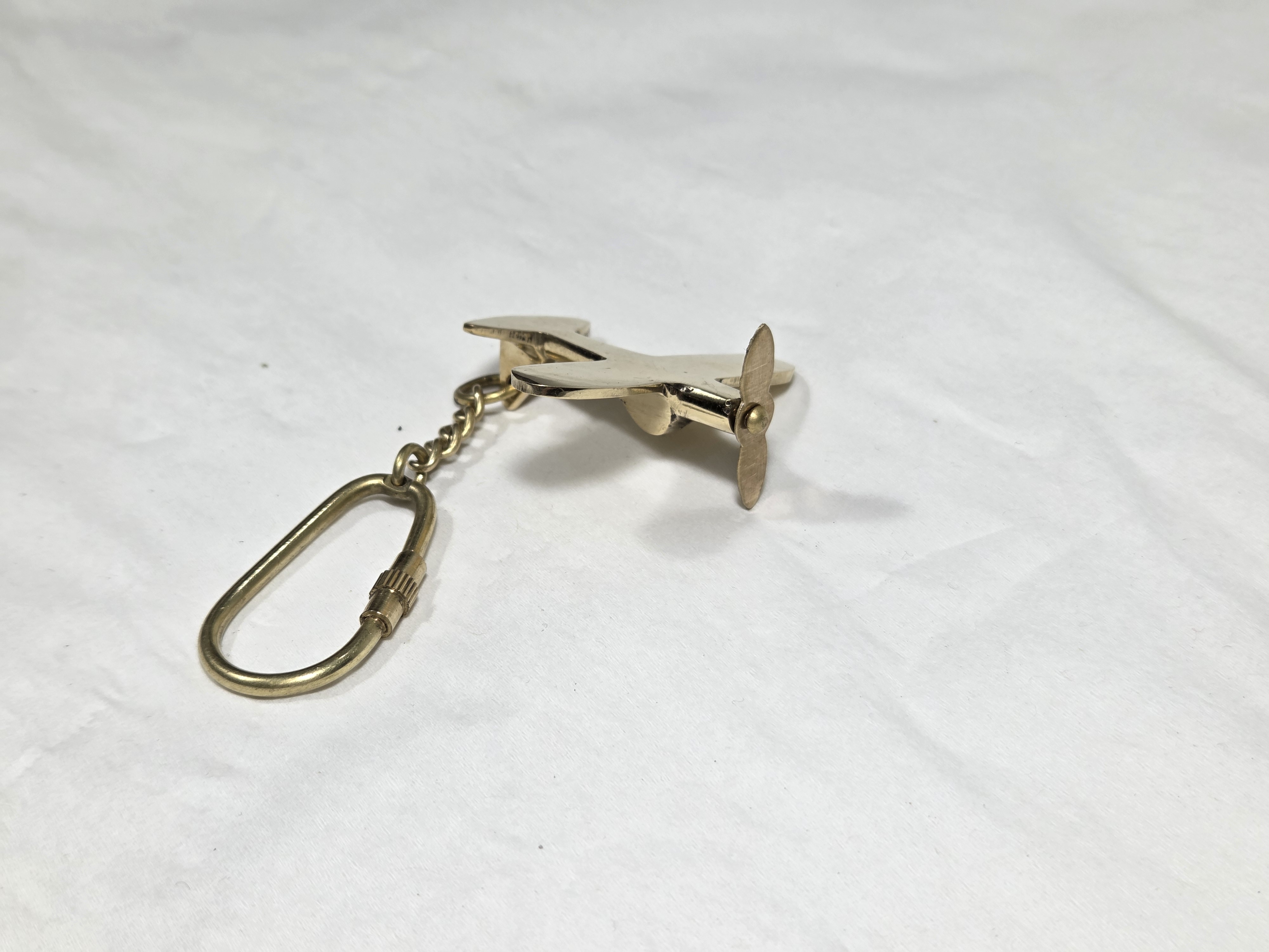 Vintage Airplane Keychain – Antique Brass Travel Adventure Charm