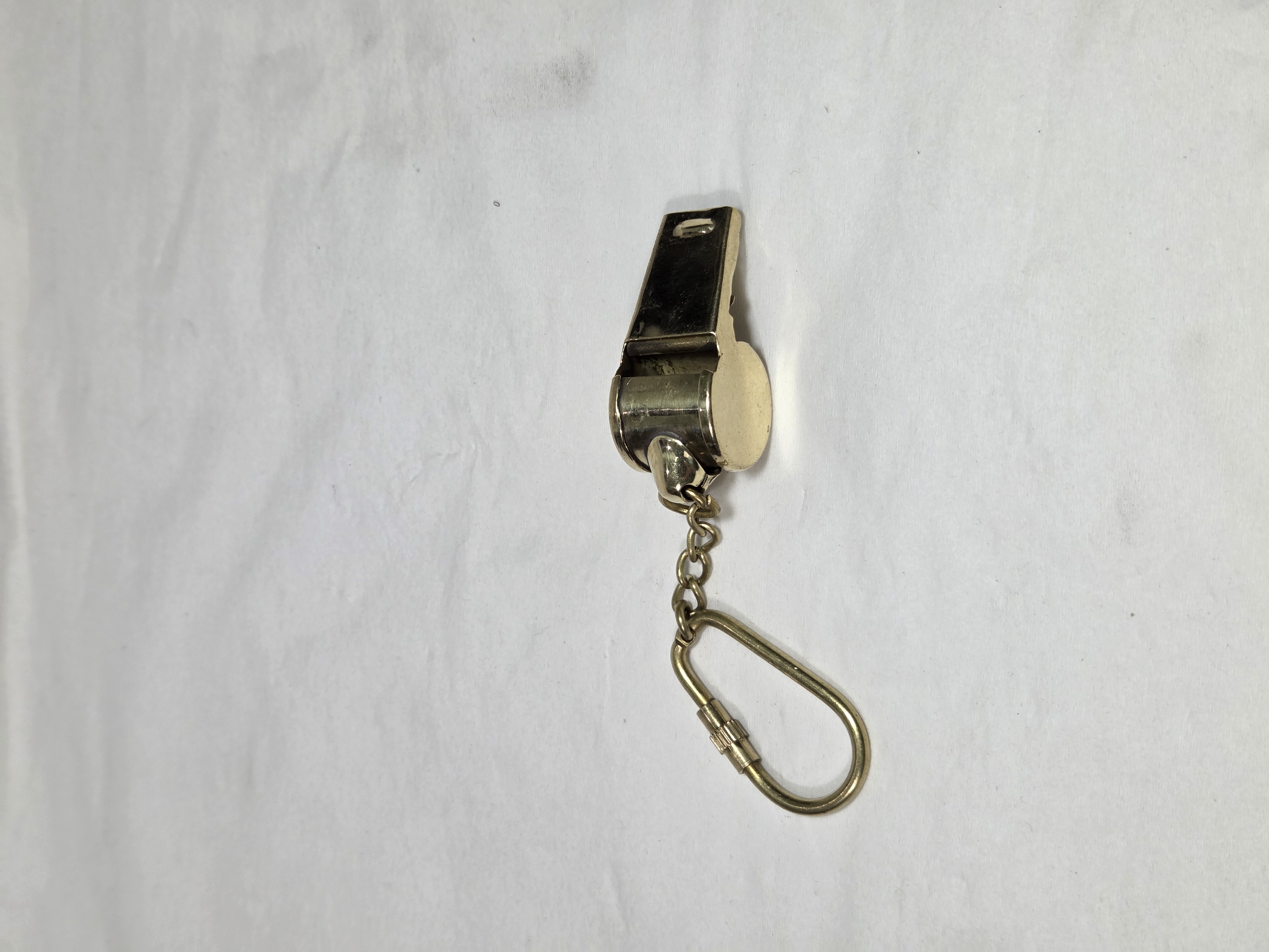 Polished Brass Maritime Whistle Keychain