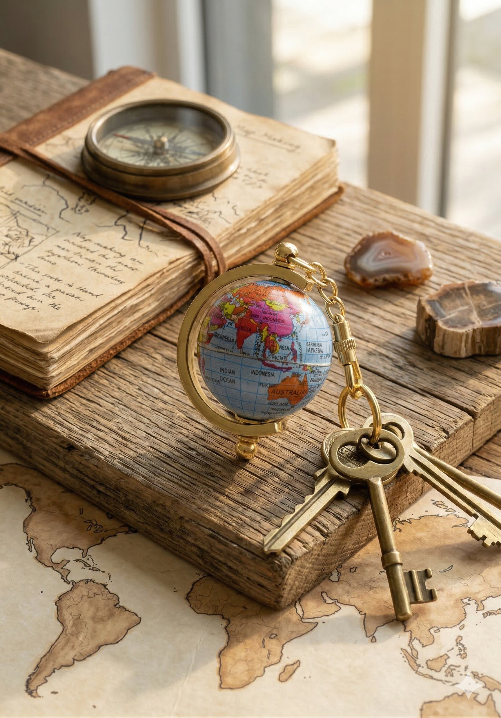 Spinning World Globe Keychain