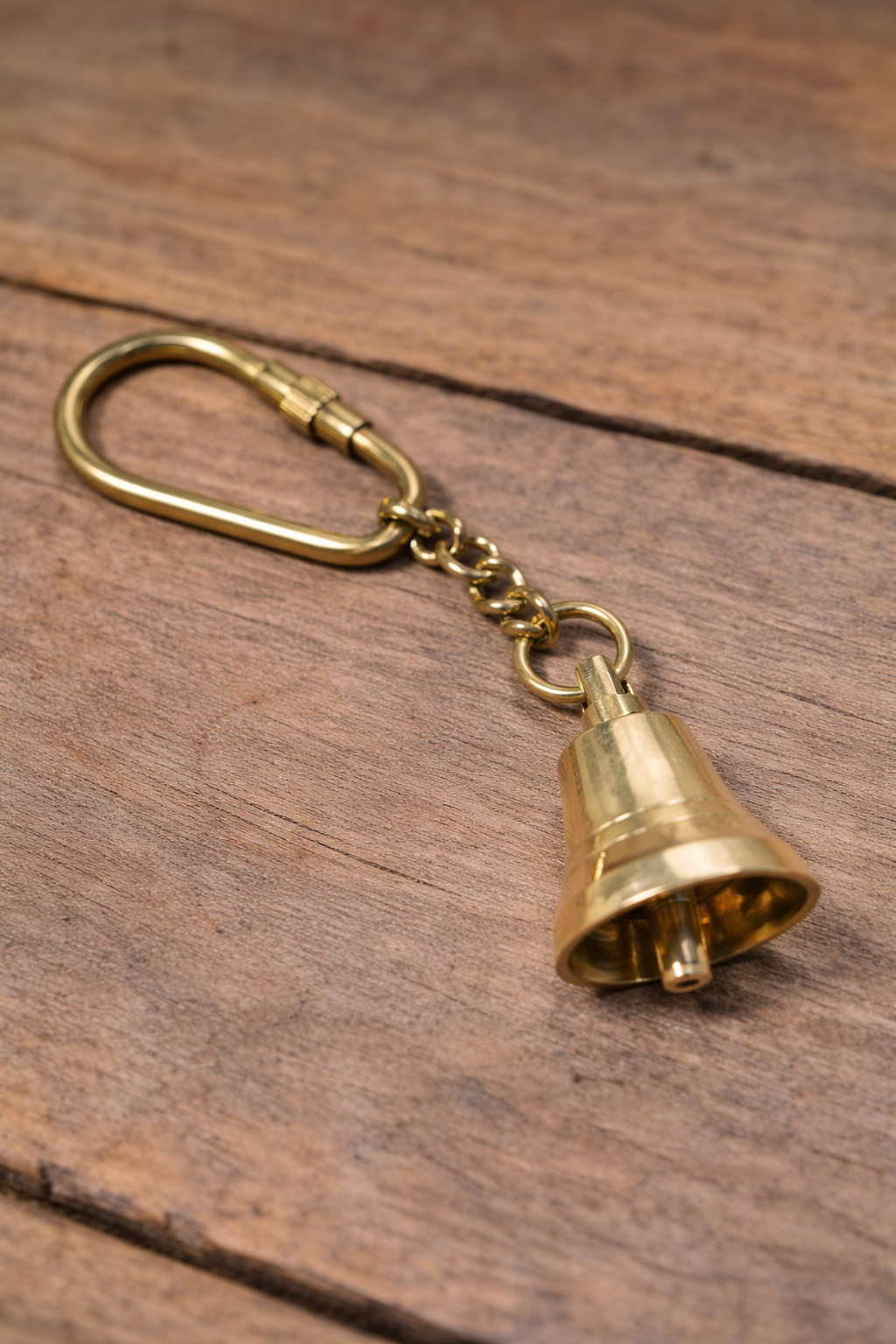 Vintage Brass Bell Keychain with Classic Nautical Charm