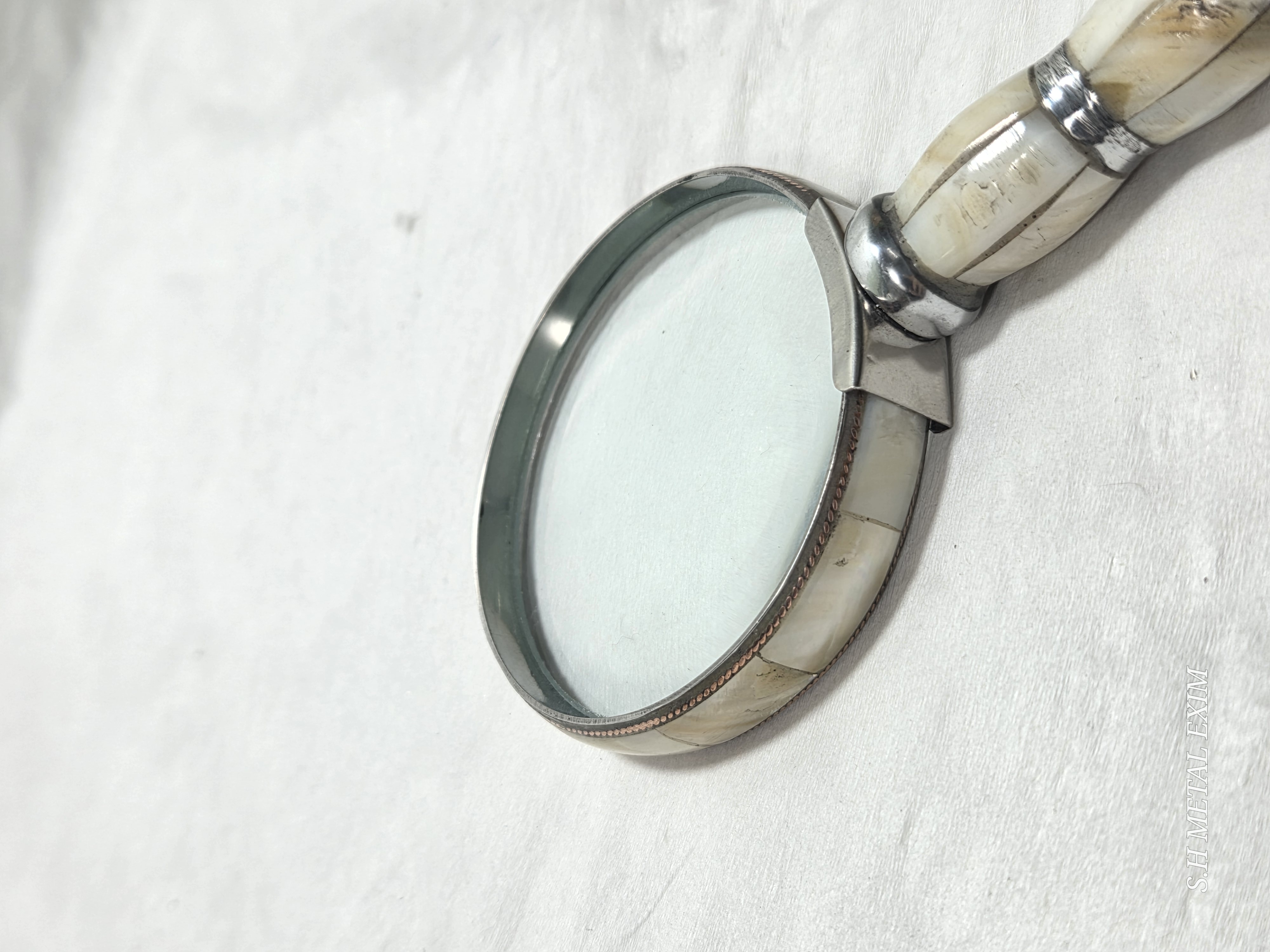 Artisan Bone-Inlay & Silver Handheld Magnifying Glass