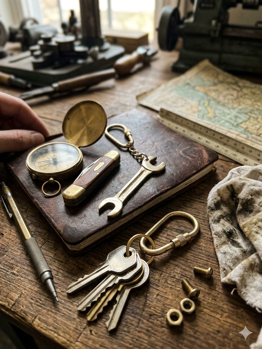 Handcrafted Brass Wrench Keychain – The Craftsman’s Signature