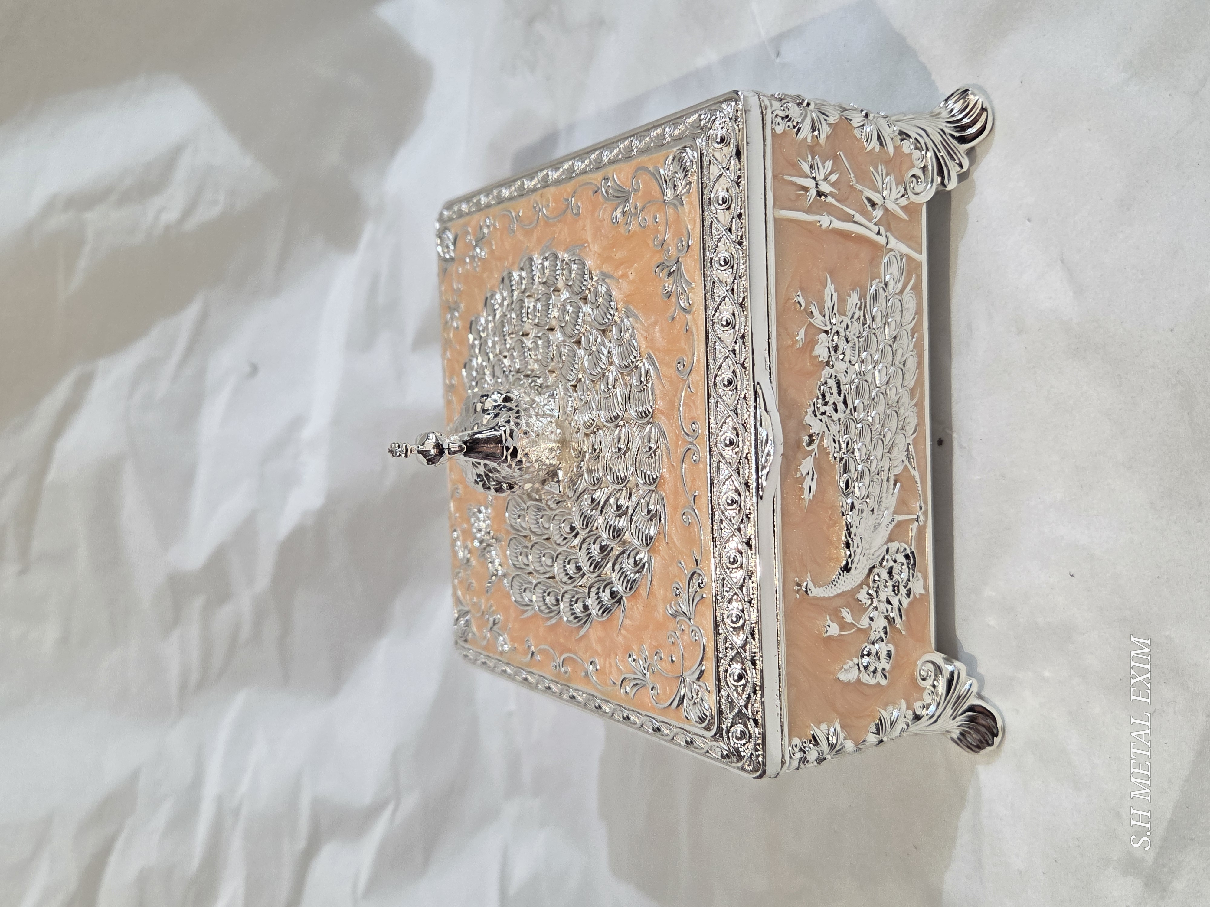 The Royal Peacock Square Trinket Box