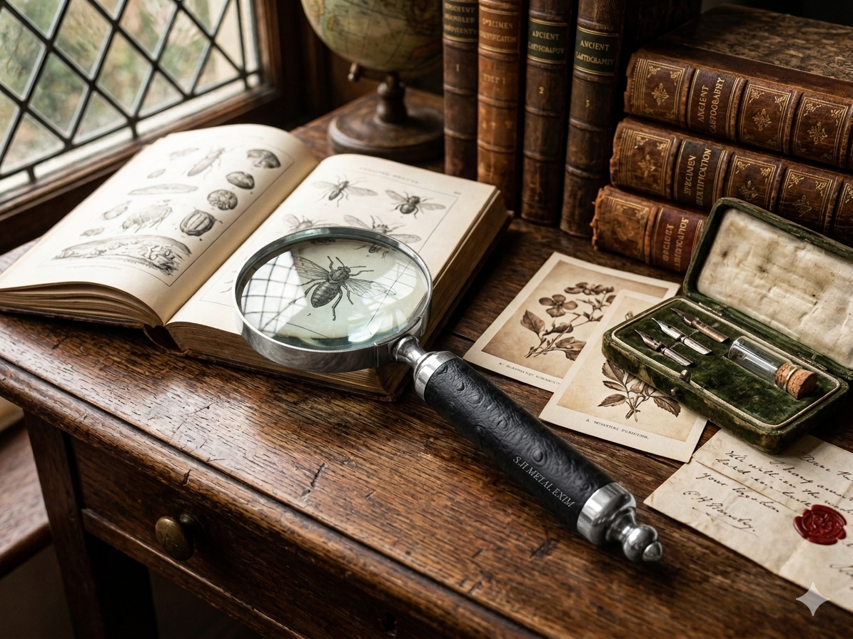 Vintage-Style Silver & Leather Handheld Magnifying Glass