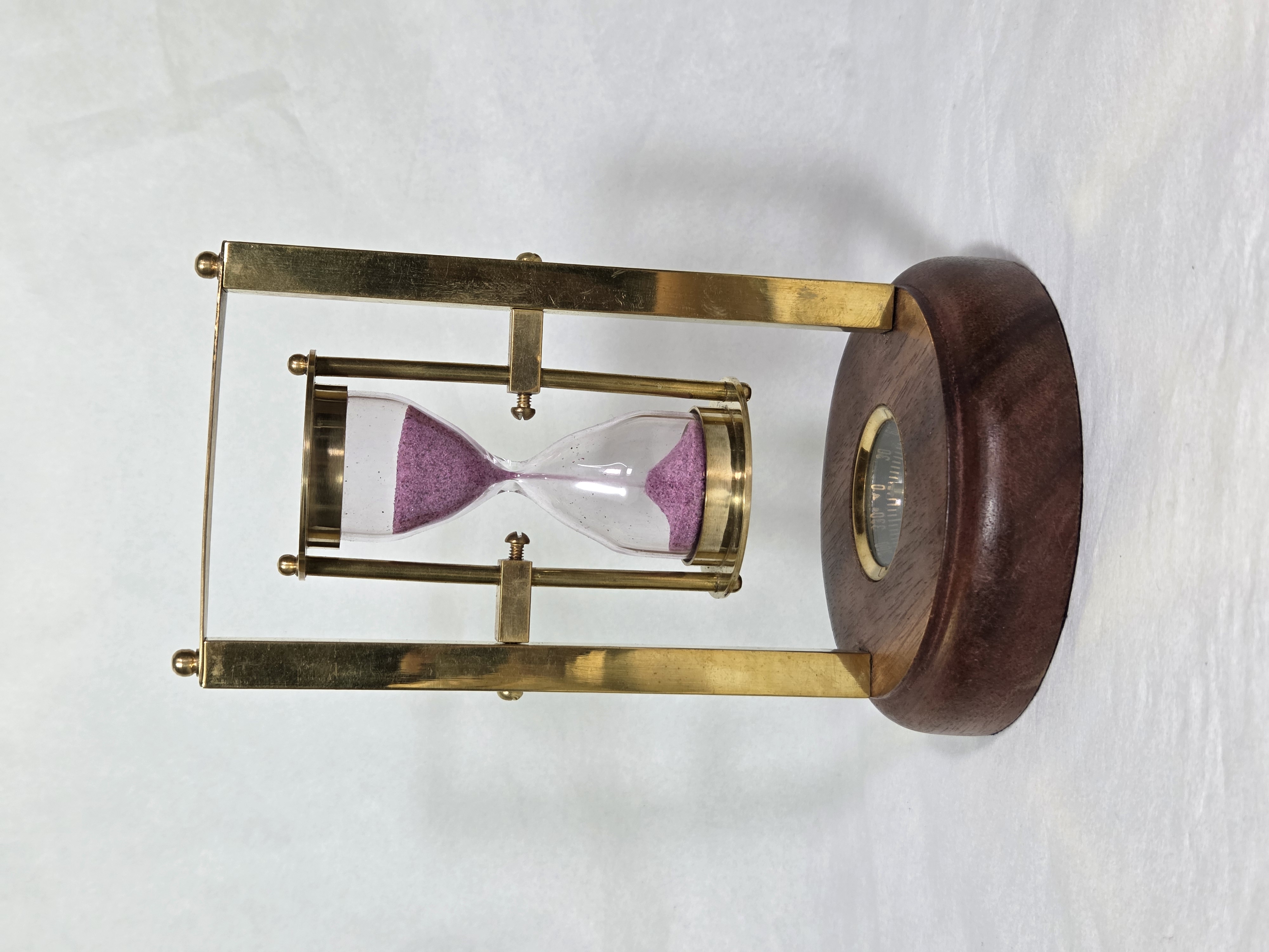 Rotating Brown & Wood Vintage Hourglass