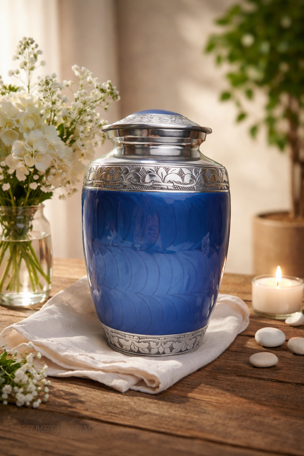 Eternal Serenity blue and silver Urn