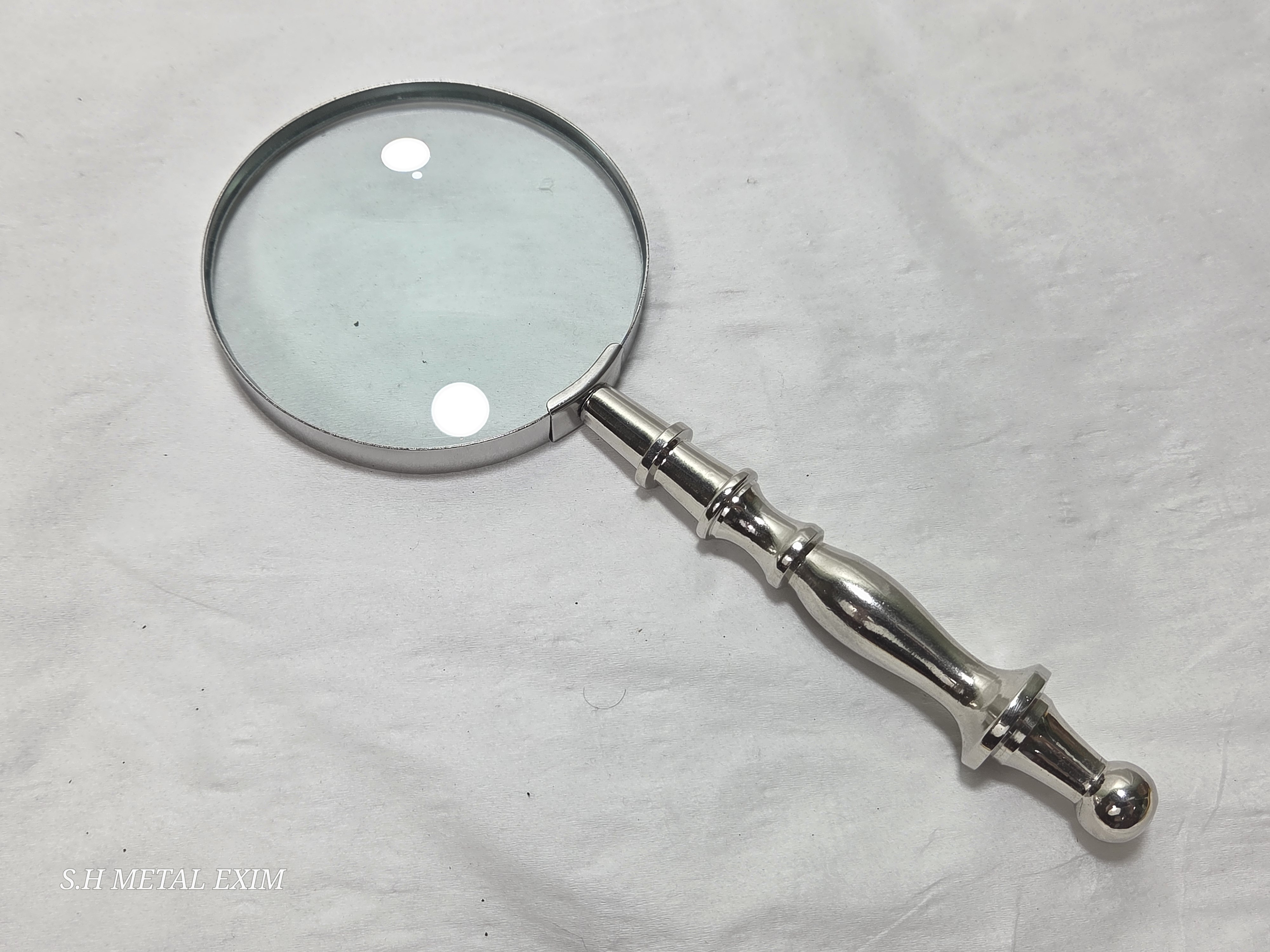 Classic Polished Metal Magnifying Glass with Vintage Handle