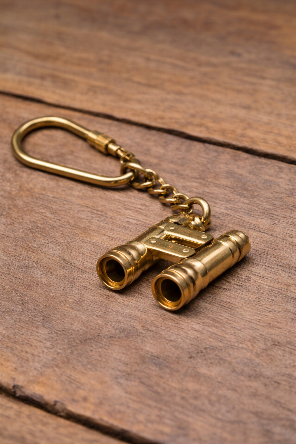 Vintage Brass Binocular Keychain with Nautical Design