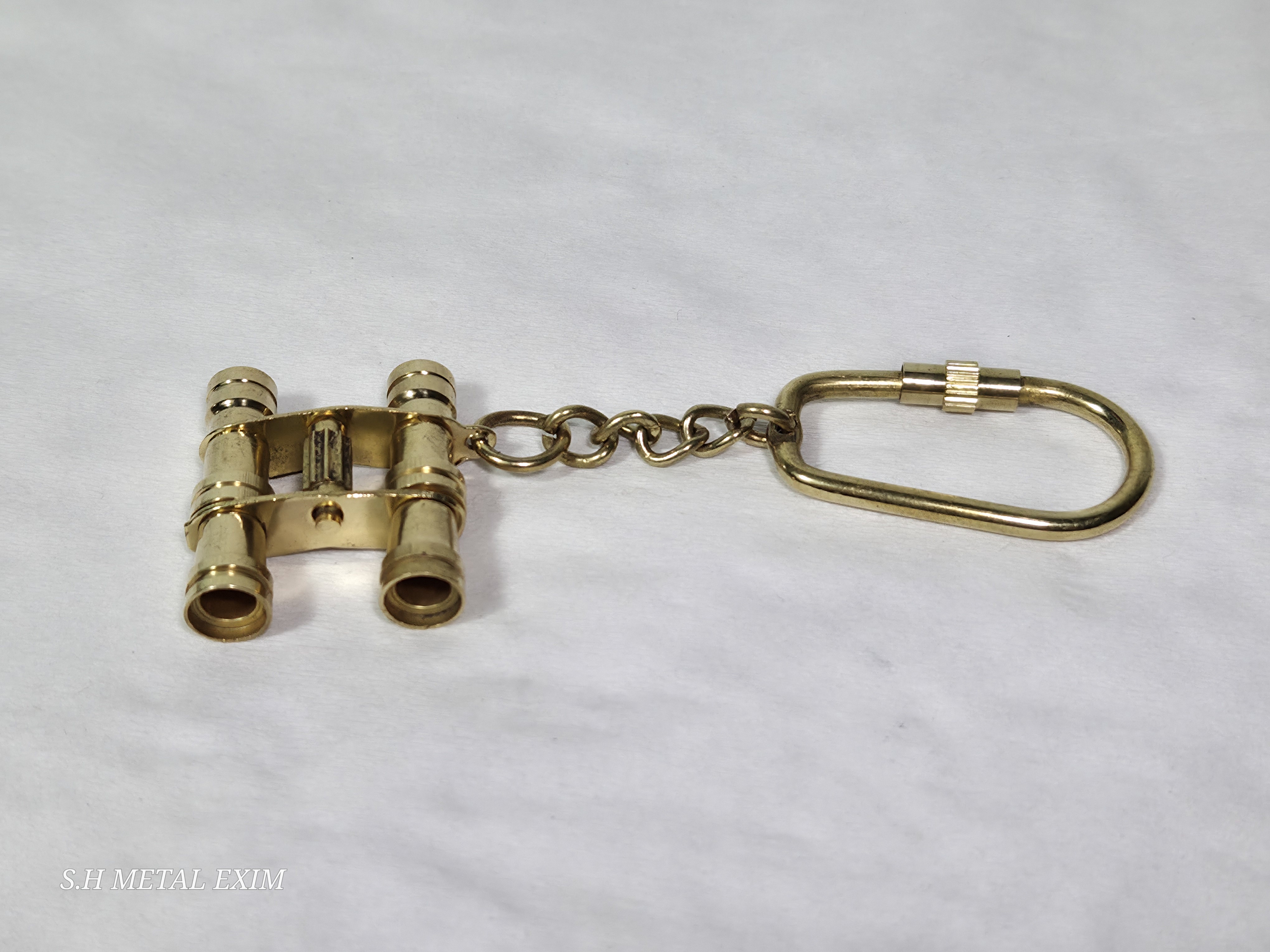 Vintage Brass Binocular Keychain with Nautical Design
