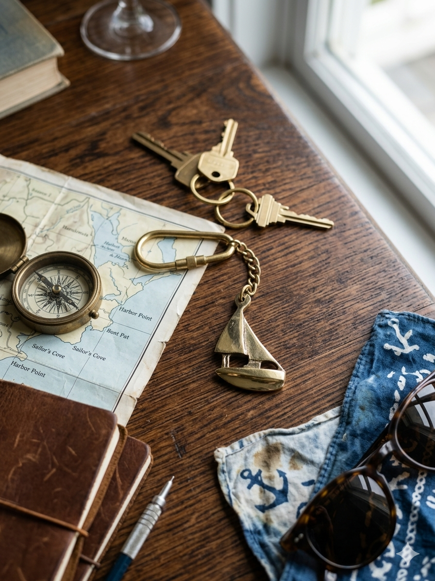 Solid Brass Sailboat Keychain – The Voyager’s Keepsake