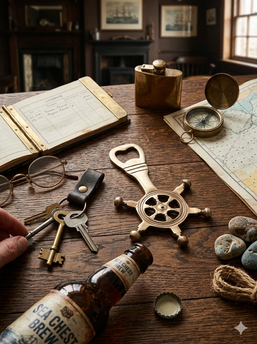 Antique Brass Ship’s Wheel Bottle Opener