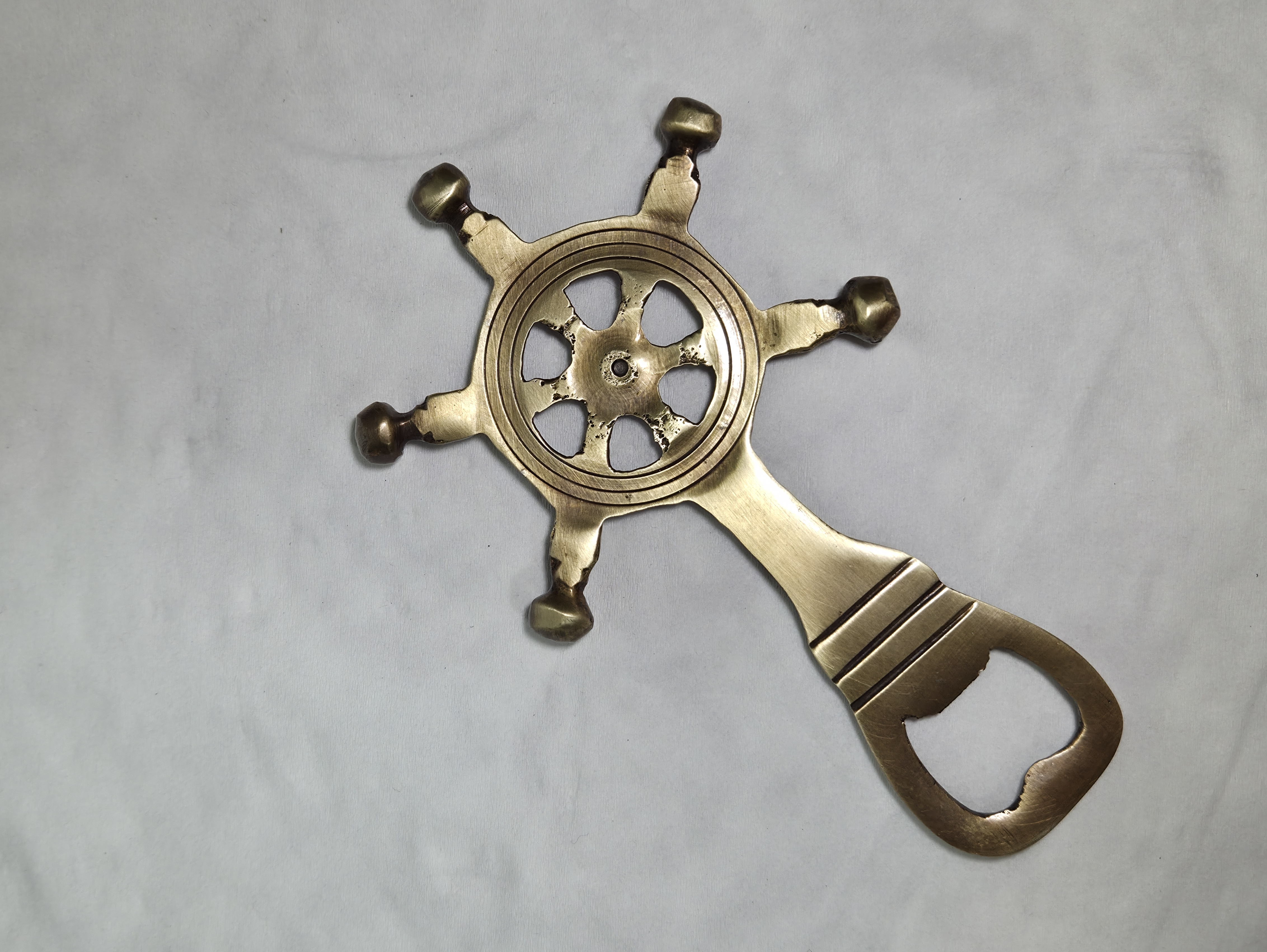 Antique Brass Ship’s Wheel Bottle Opener
