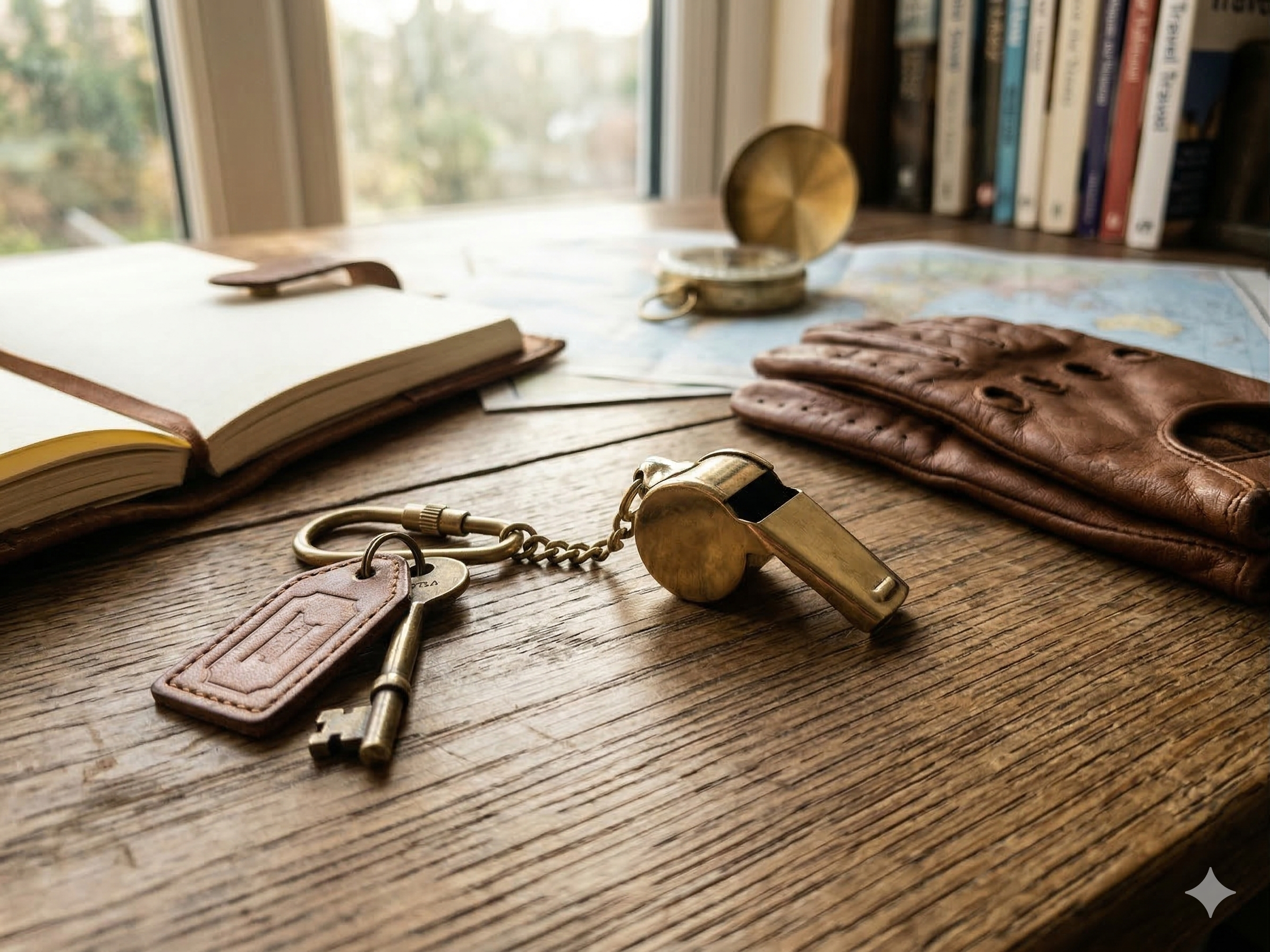 Polished Brass Maritime Whistle Keychain