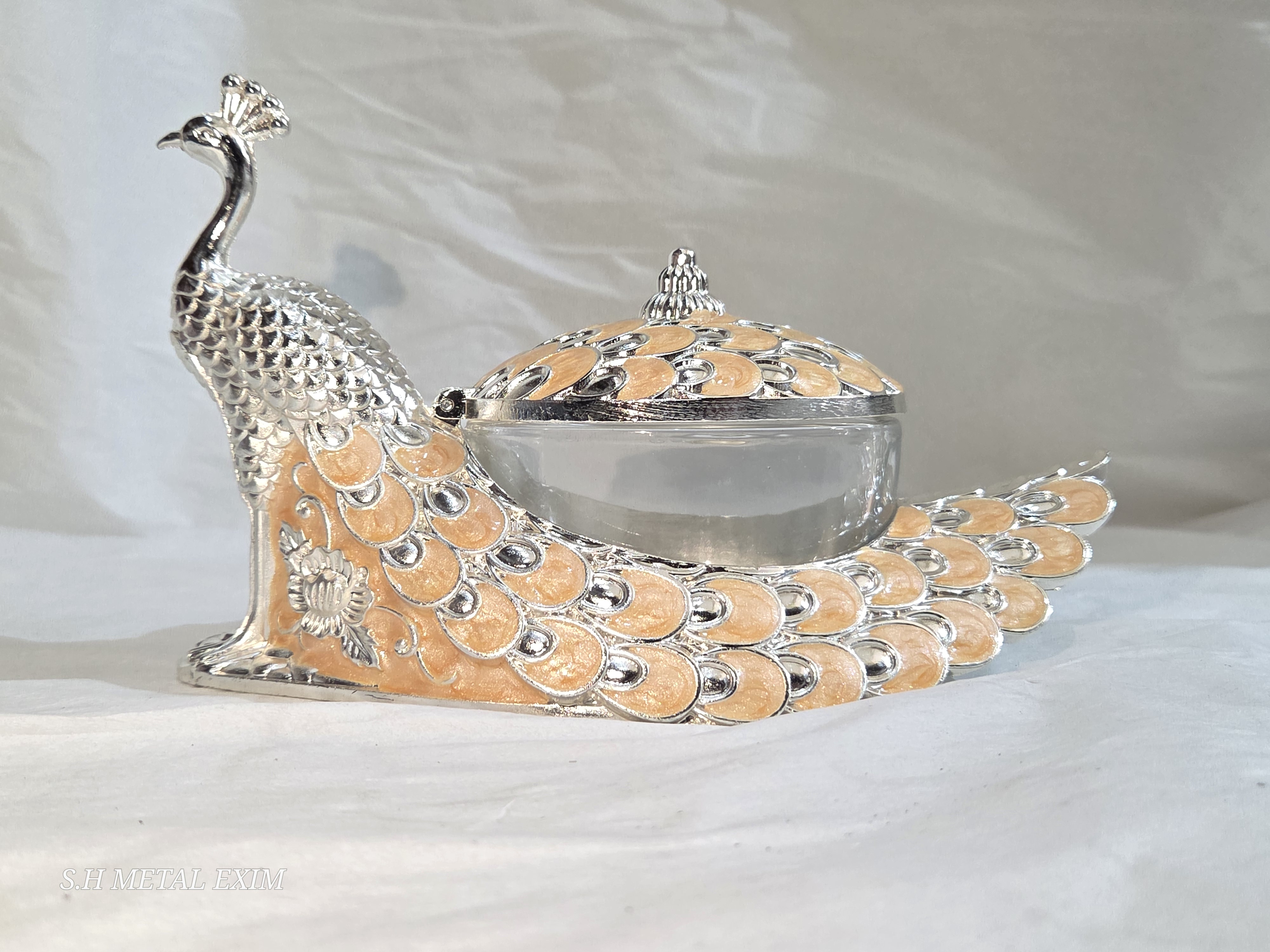 Regal Peacock Elegance Trinket Box with spoon 