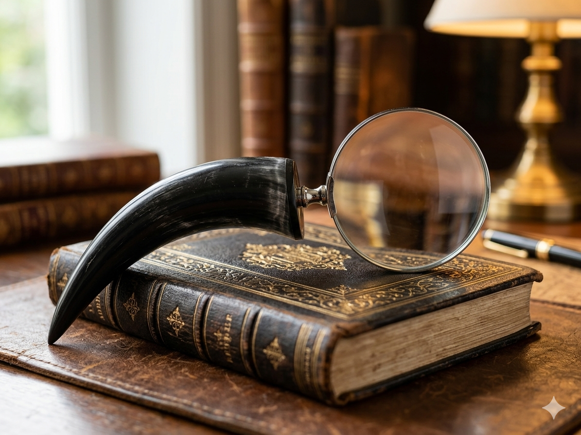 Sophisticated Black Horn Handle Magnifying Glass