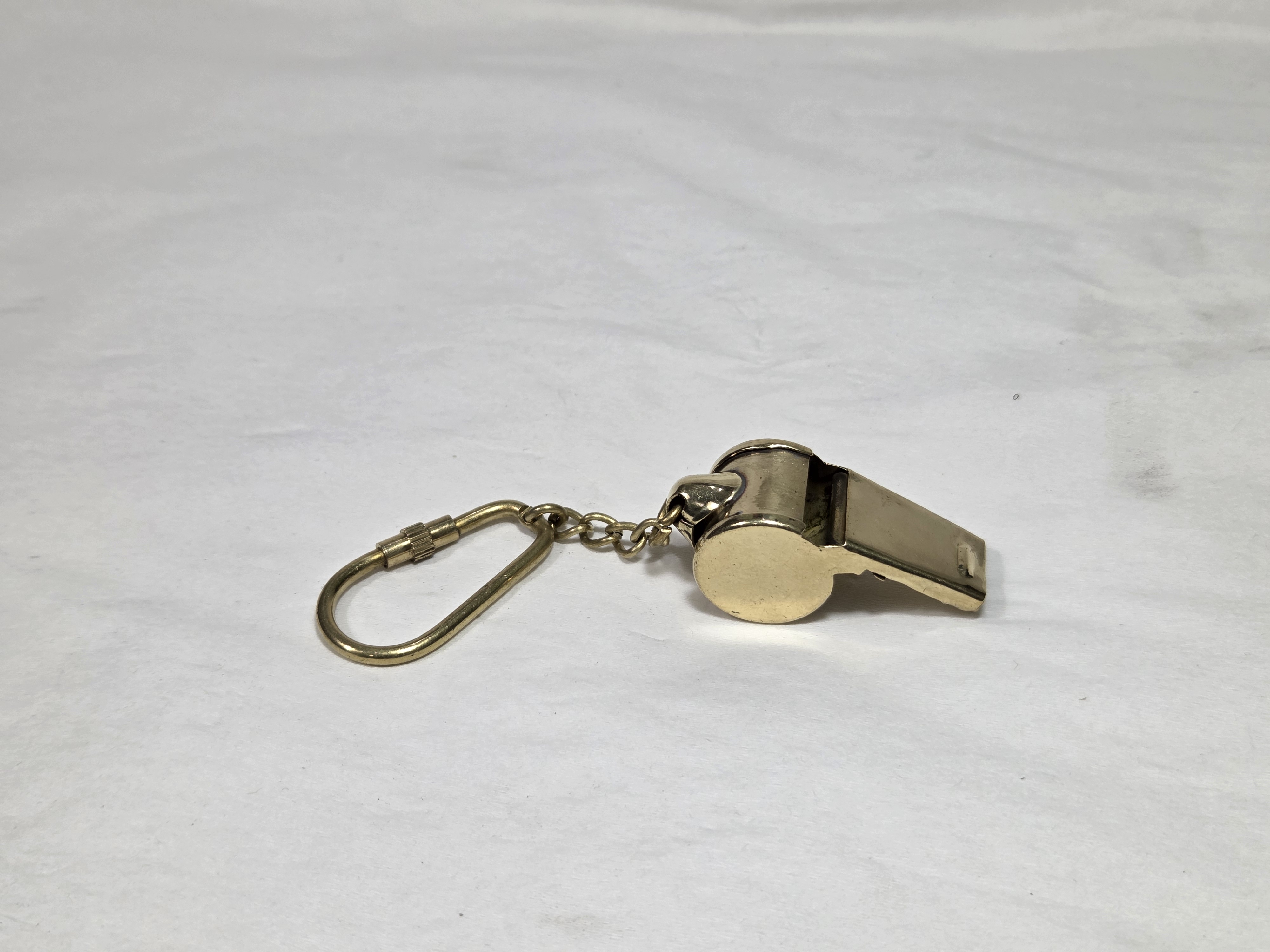 Polished Brass Maritime Whistle Keychain