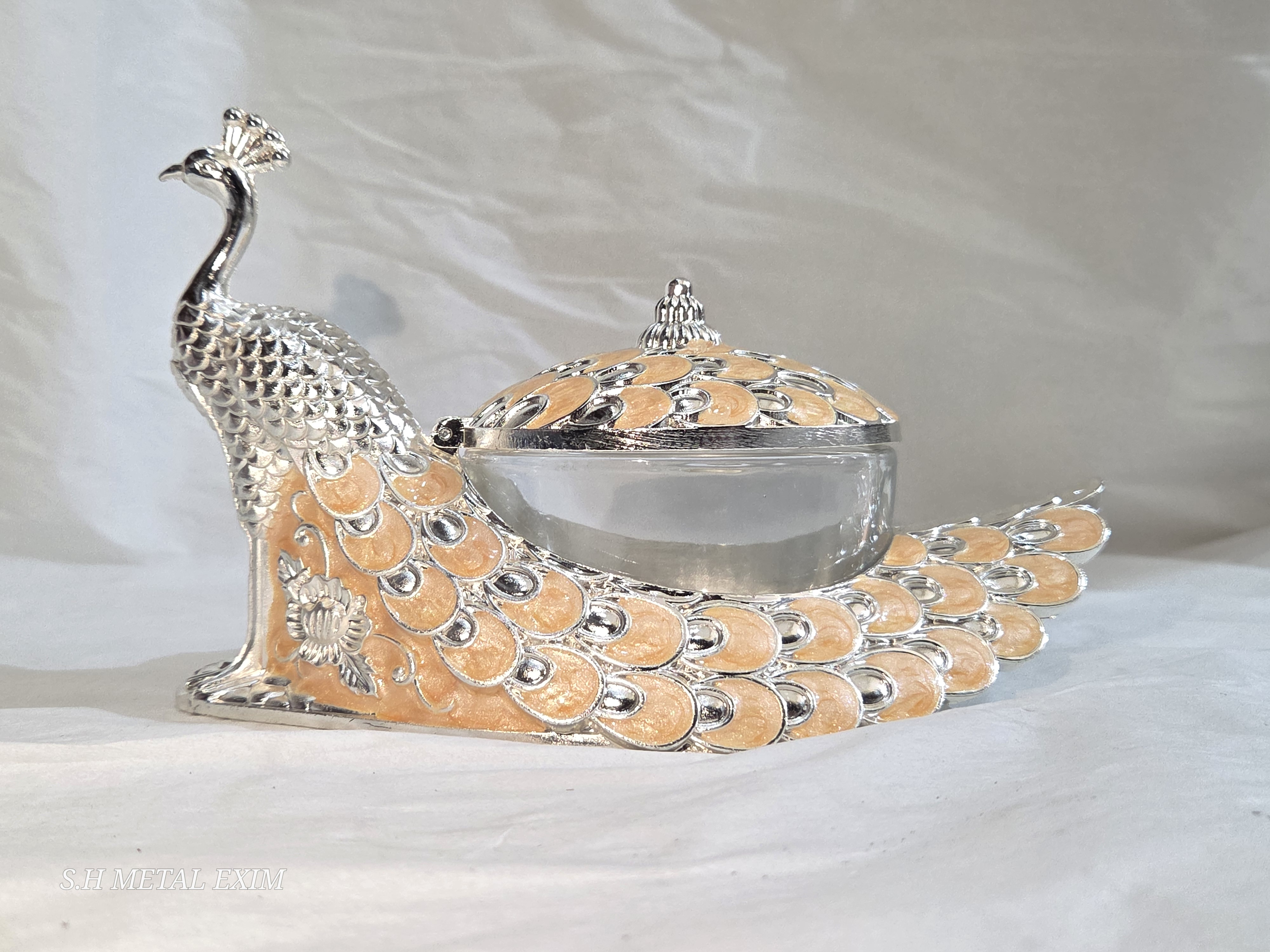 Regal Peacock Elegance Trinket Box with spoon 