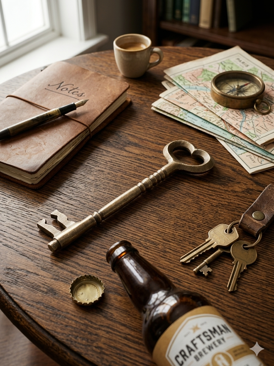 Heart-Topped Antique Skeleton Key Bottle Opener