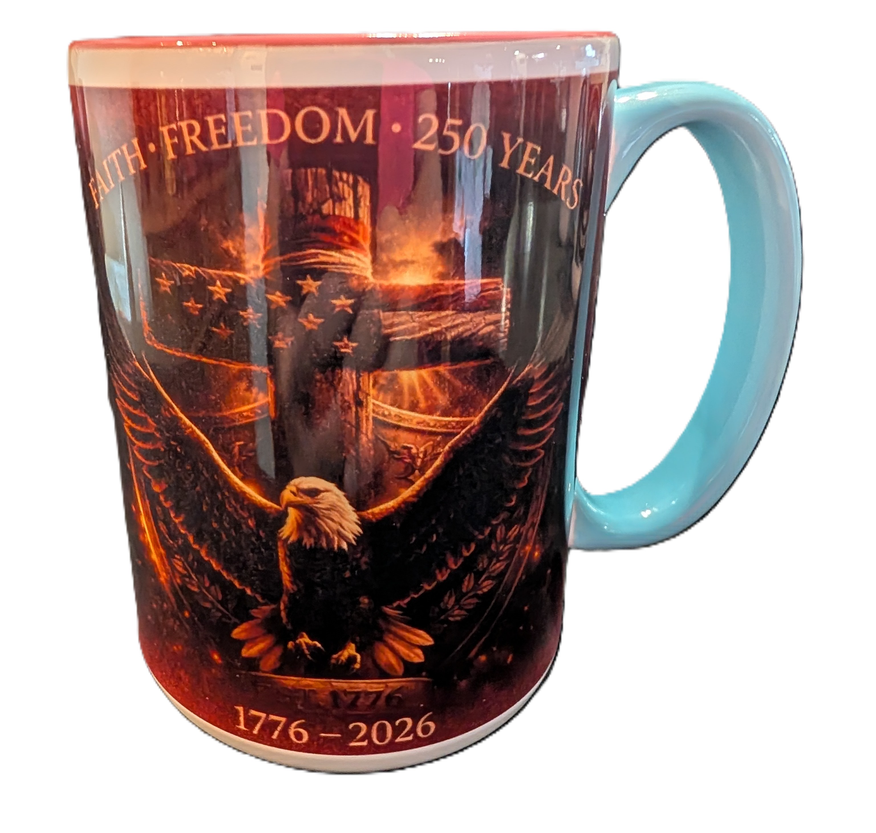 Faith, Freedom & 250 Years Patriot mug