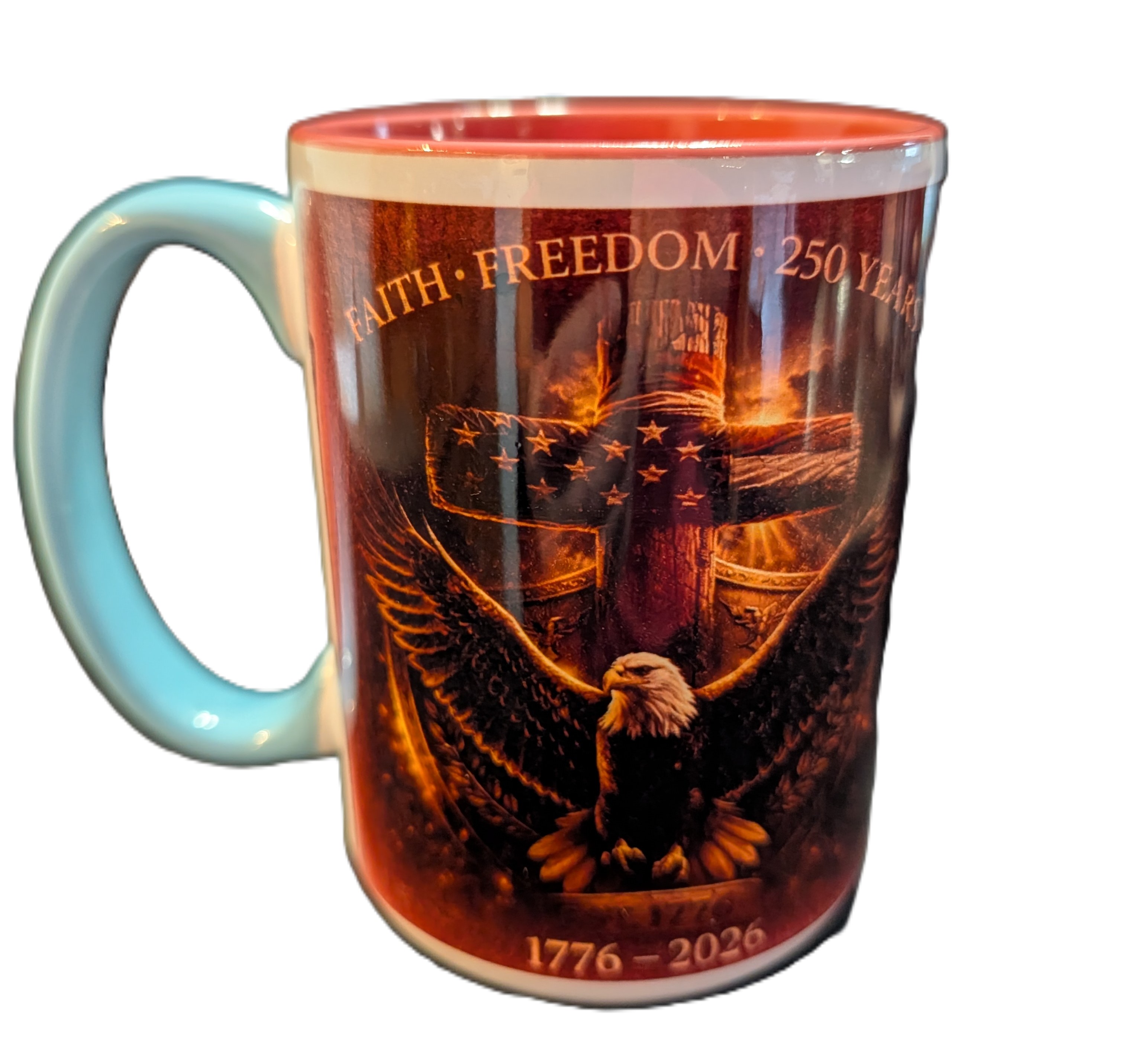 Faith, Freedom & 250 Years Patriot mug