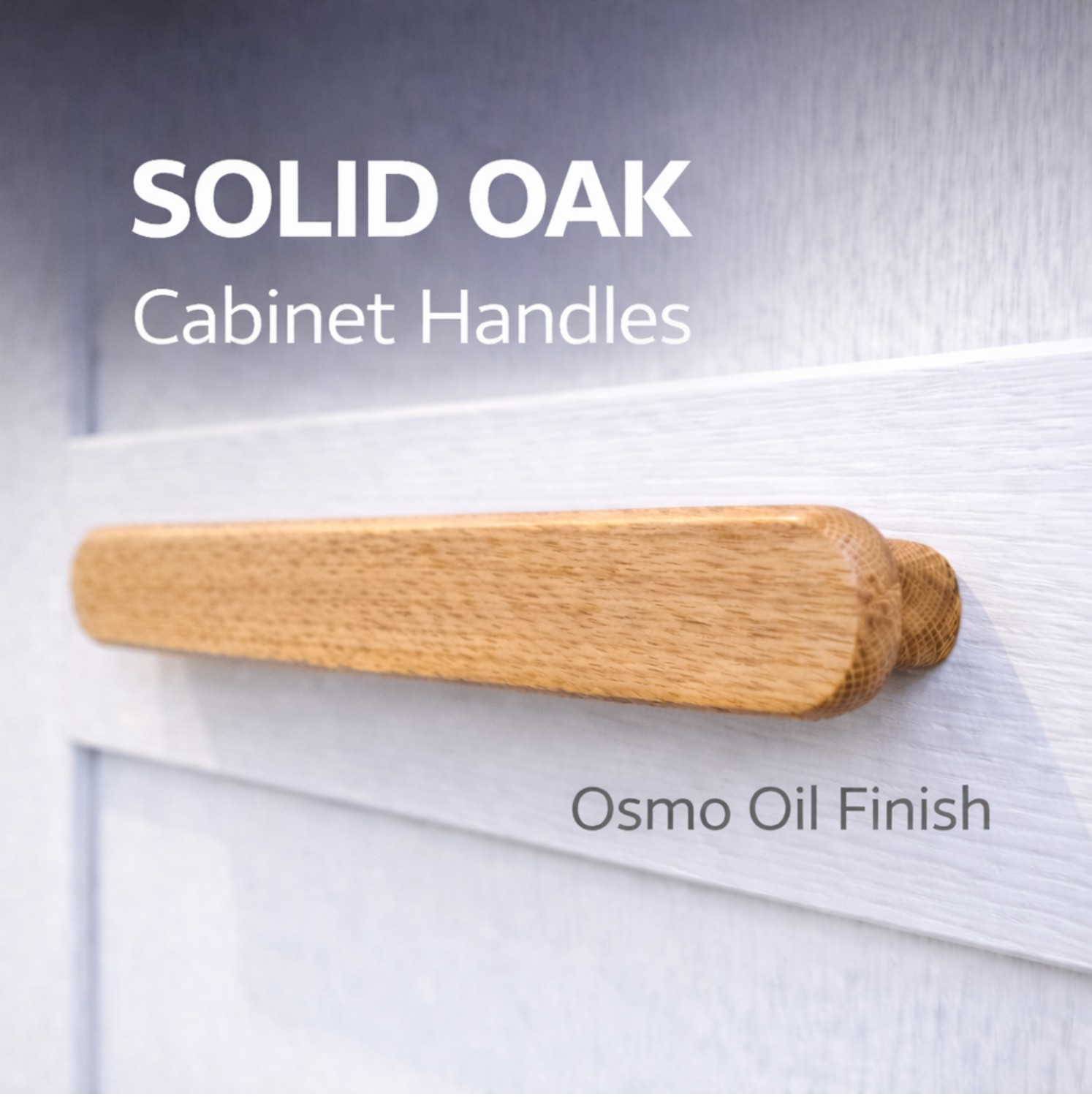 Handmade Solid Oak Cabinet Handles – 160mm Centres – Wooden Drawer Pulls – Scandinavian Kitchen Hardware – Made in UK