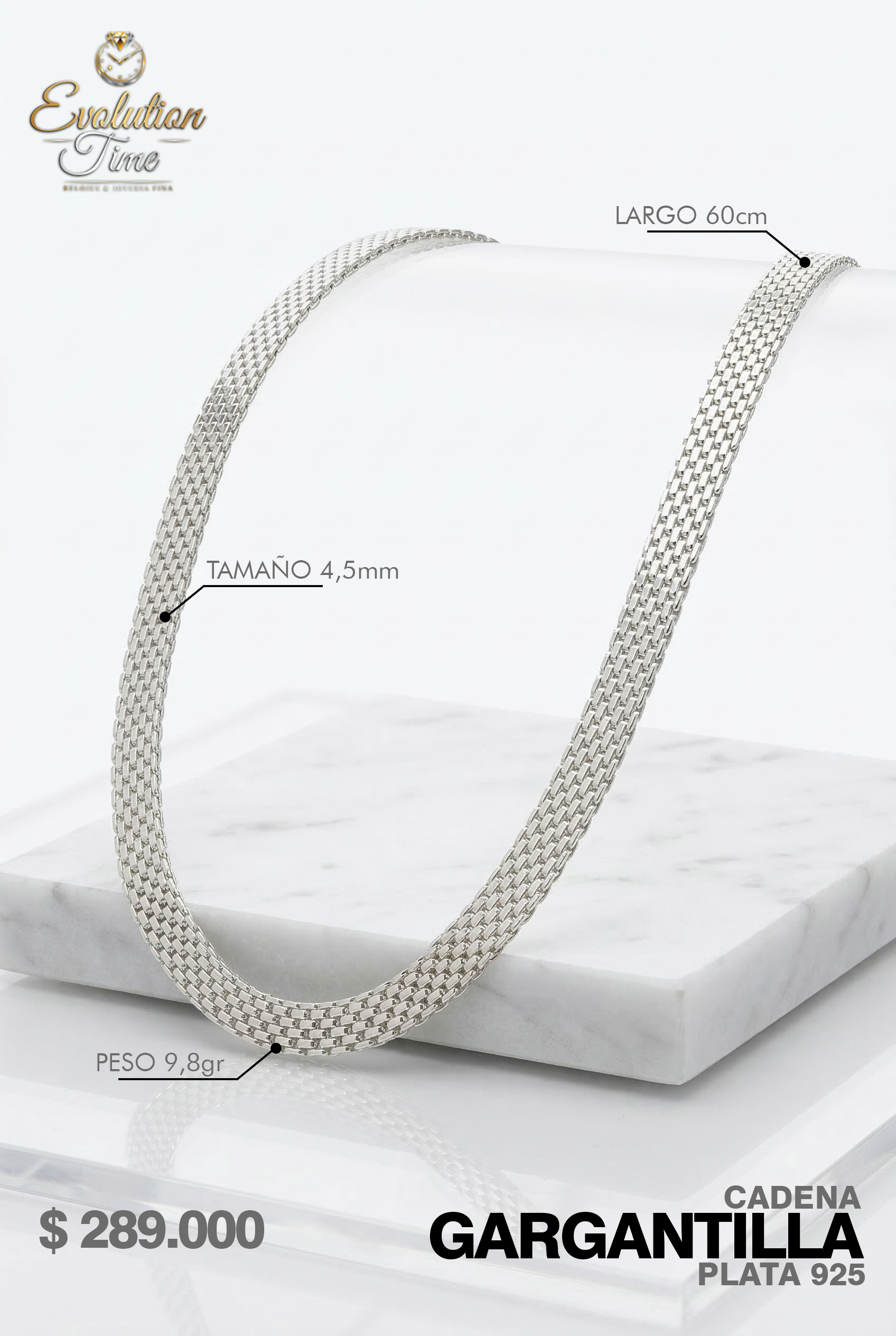 Cadena Gargantilla Plata 925 $289