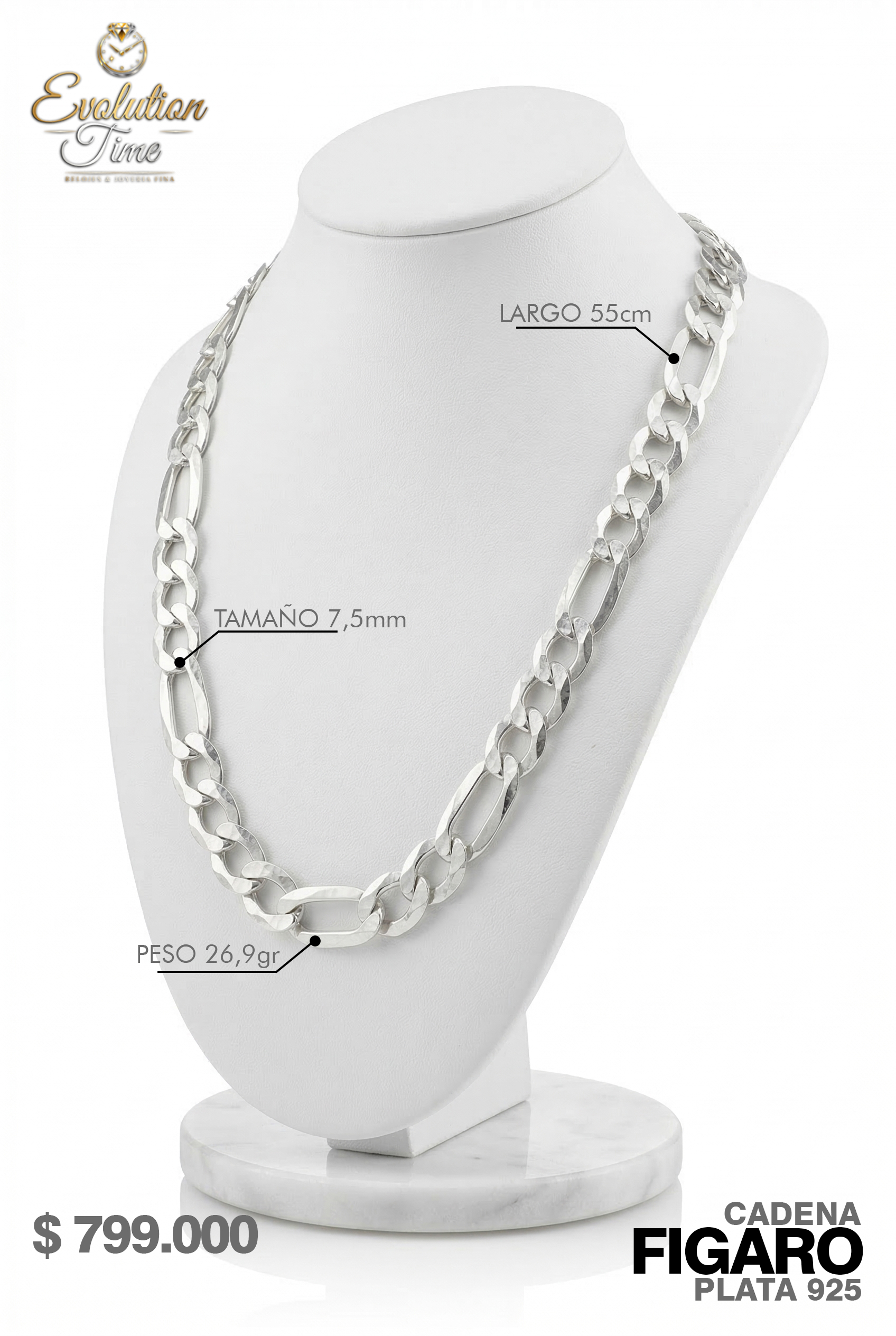 Cadena Figaro Plata 925 $799