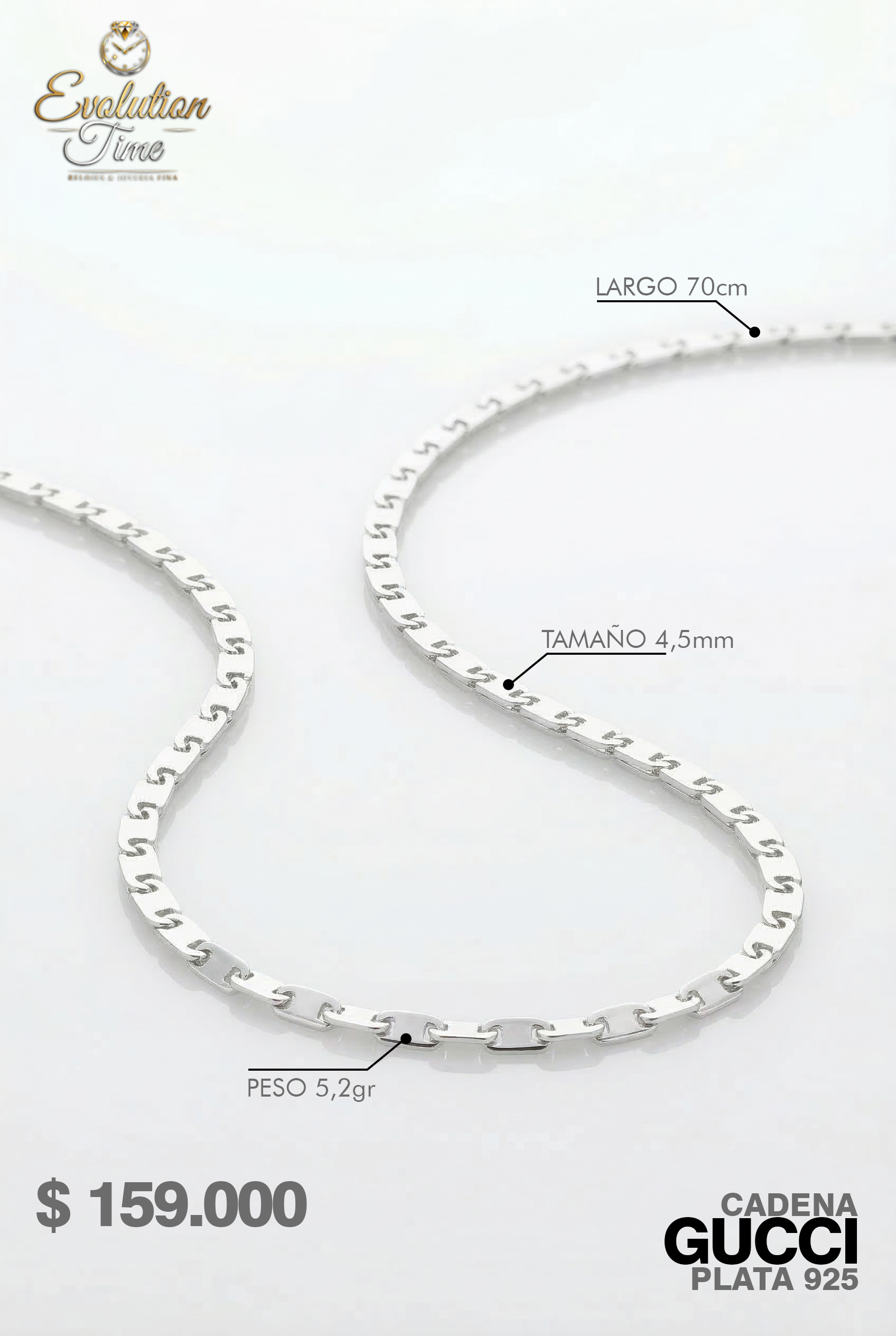 Cadena Gucci Plata 925