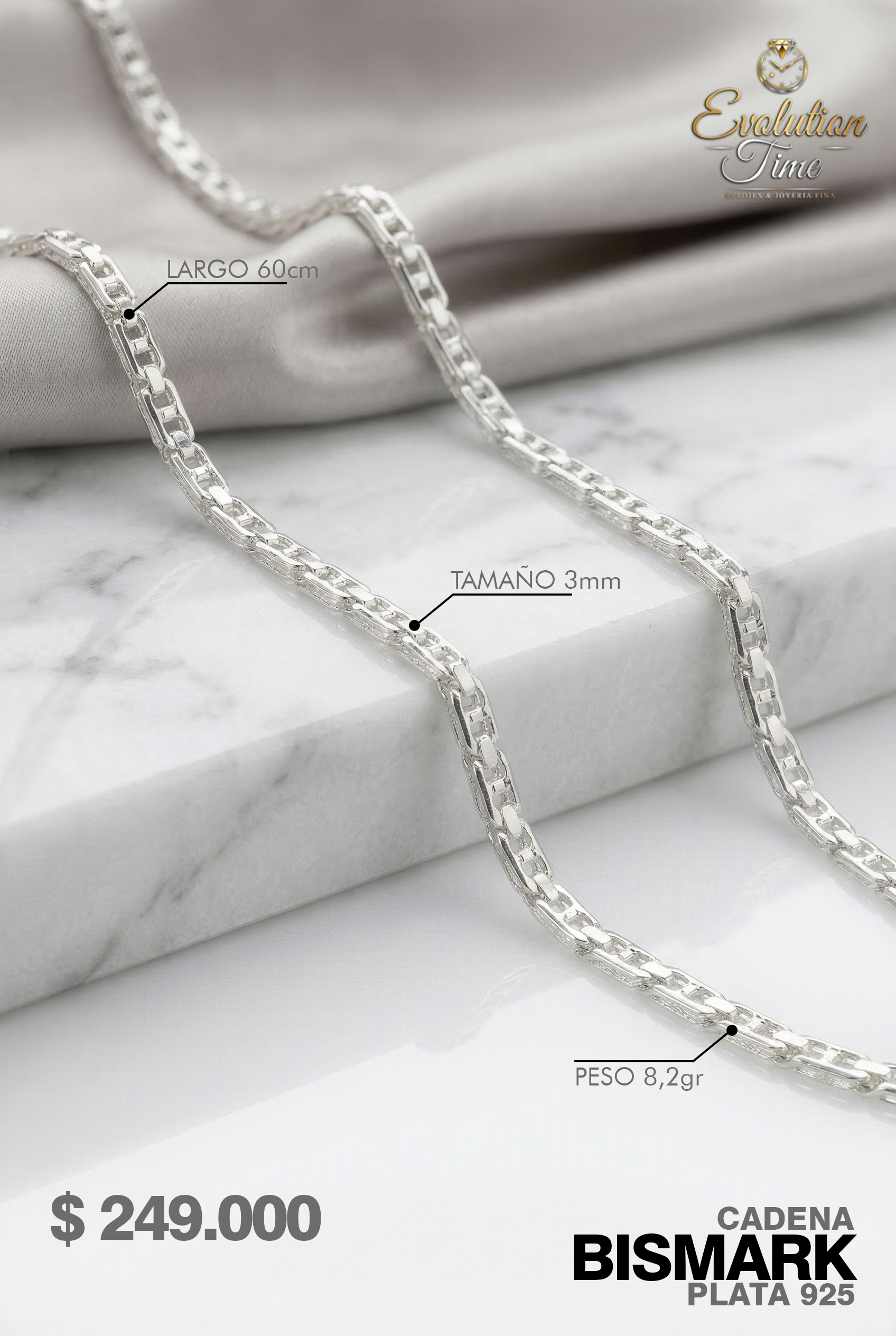 Cadena Bismark Plata 925