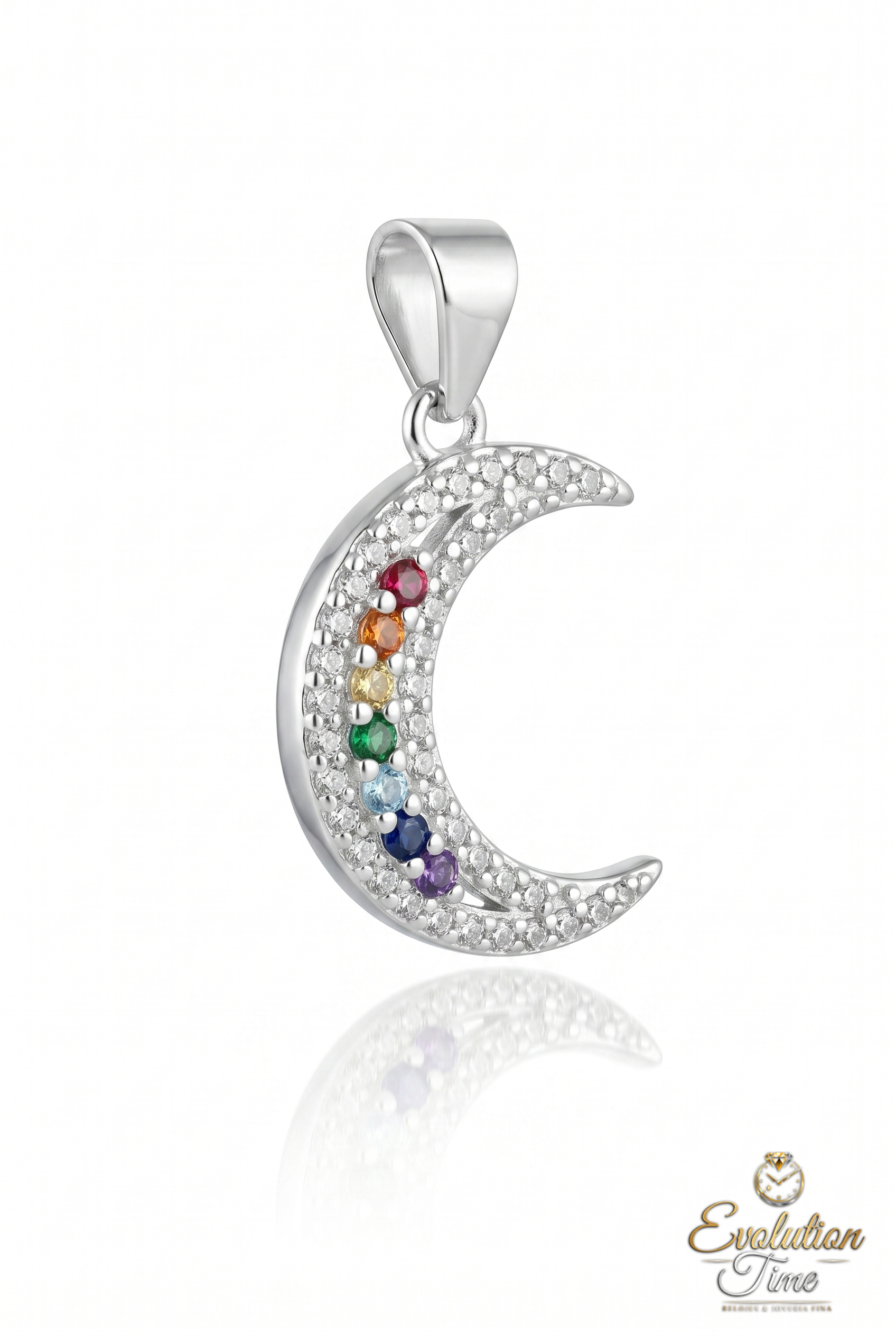 Dije Luna Plata Arcoíris