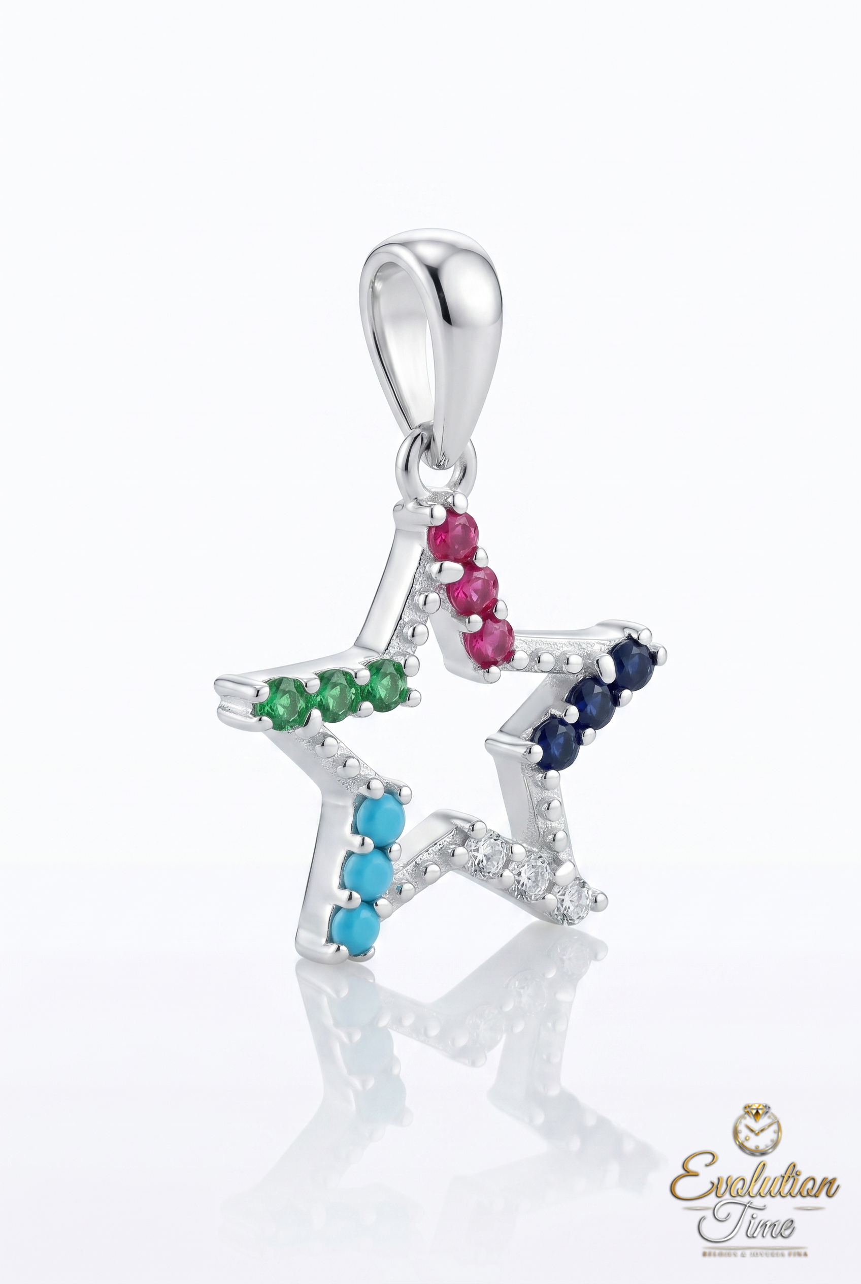 Dije Estrella Multicolor en Plata