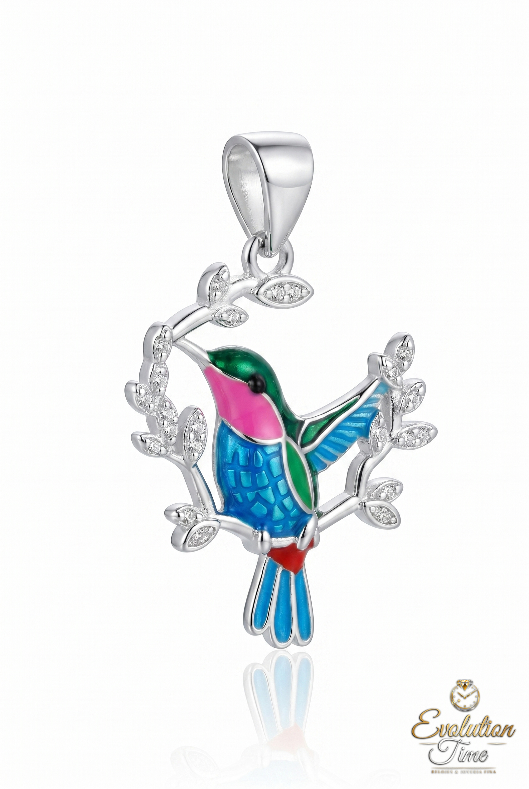 Dije Colibrí Plata Esmaltada