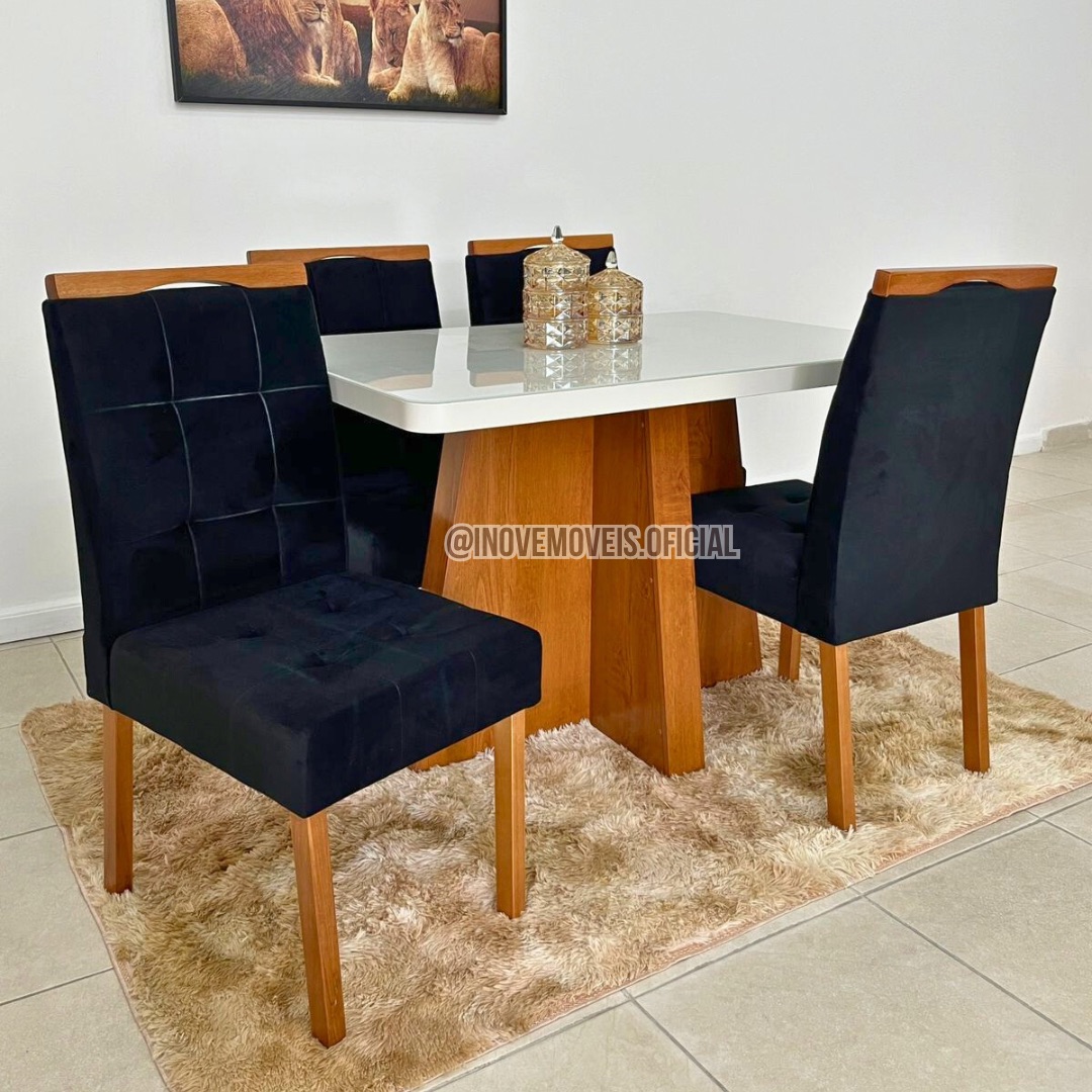 Mesa Porto + 4 Cadeiras Veludo