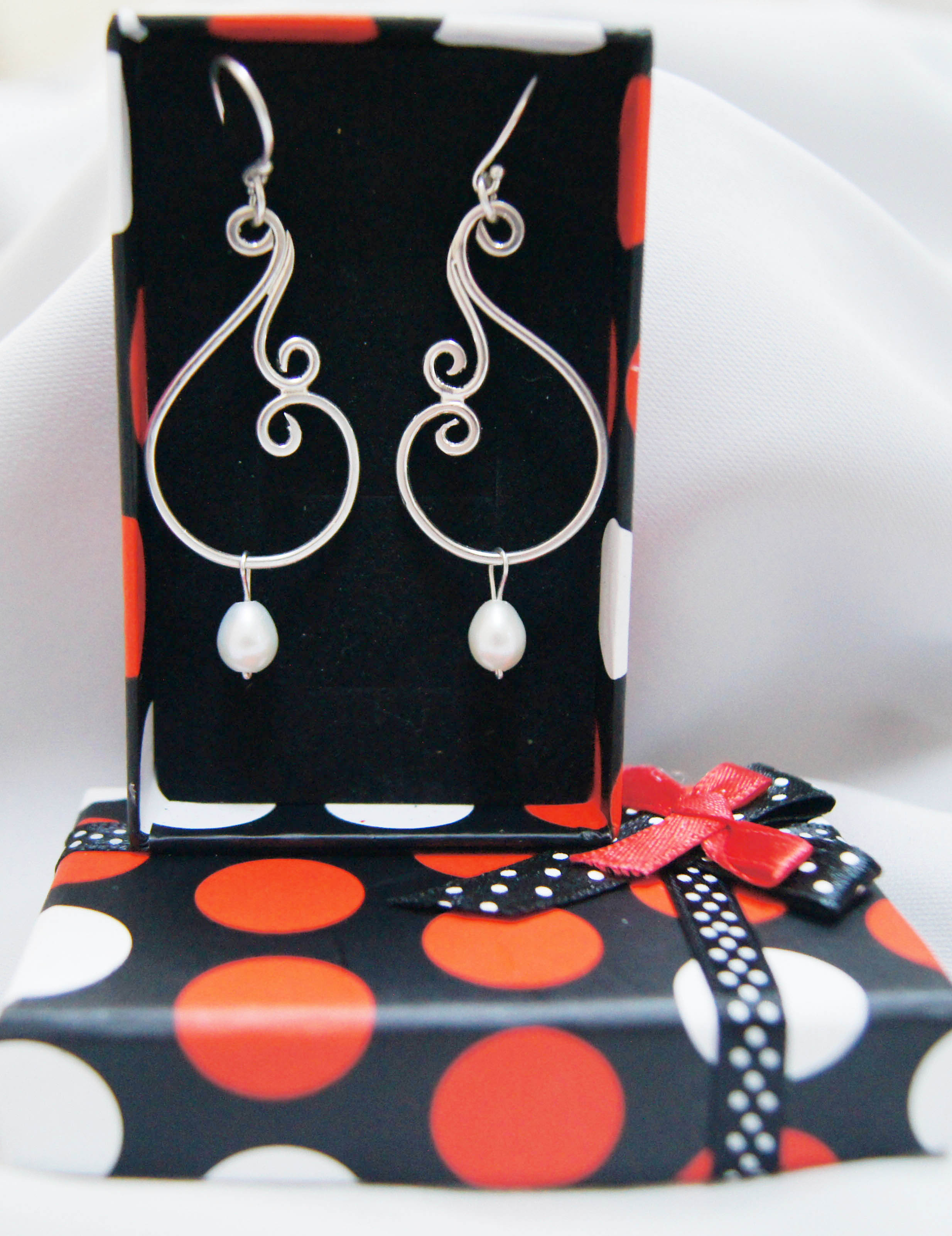 Sterling Swirl & Pearl Earrings