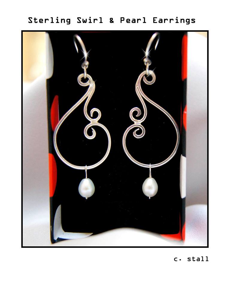 Sterling Swirl & Pearl Earrings