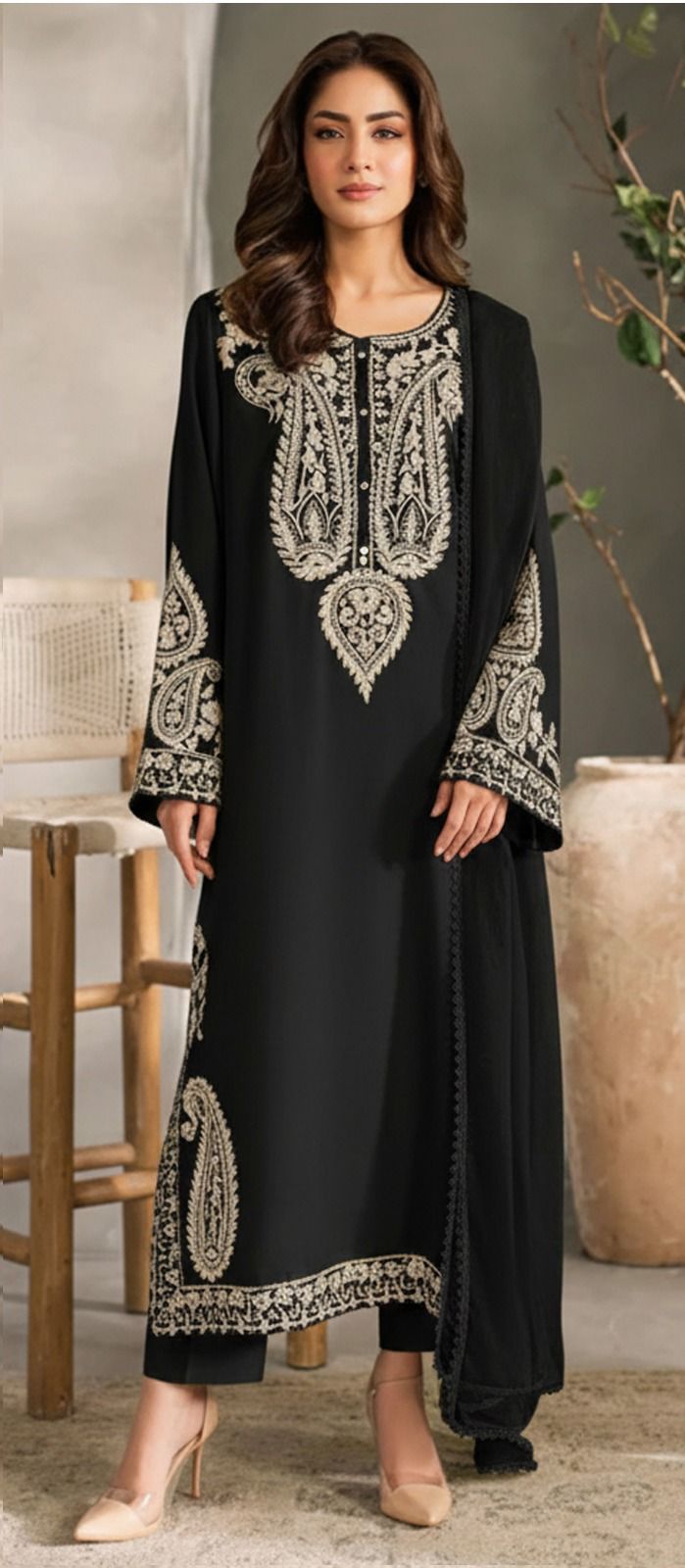Black Embroidered Lawn Suit
