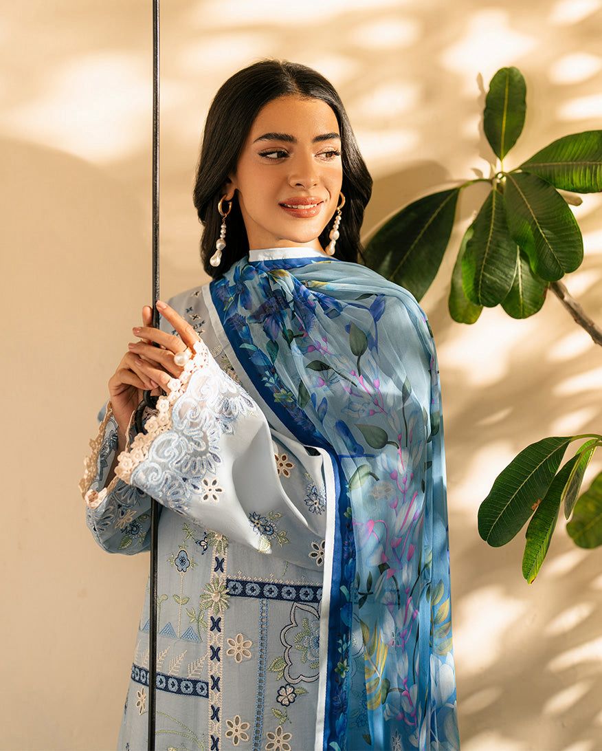 Embroidered Light Blue Lawn Suit