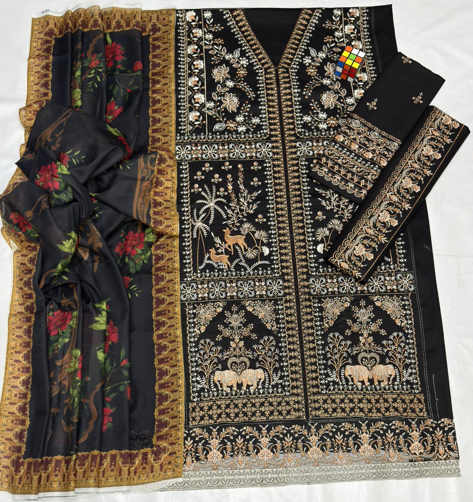 Asim Jofa Embroidered Black Formal Suit