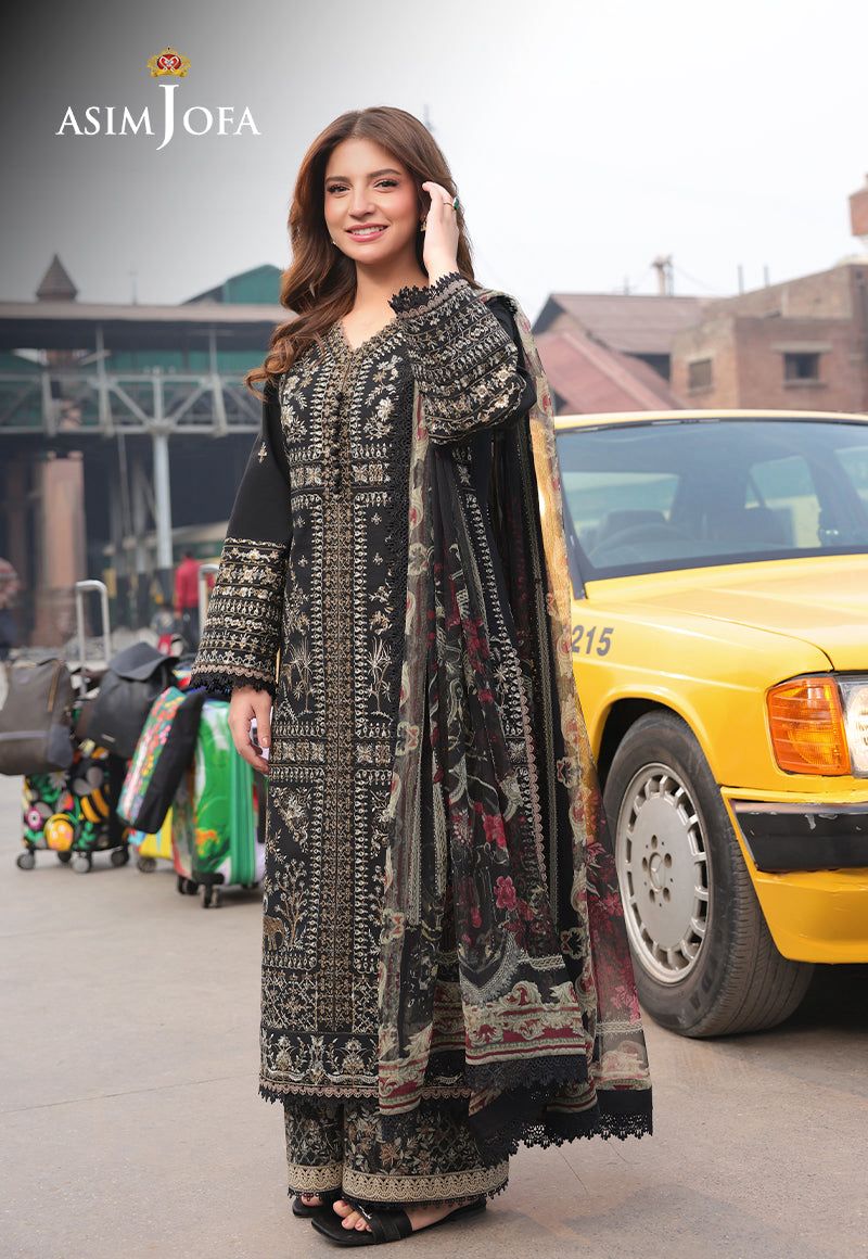 Asim Jofa Embroidered Black Formal Suit