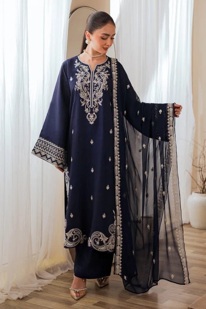 Navy Blue Embroidered Lawn Suit