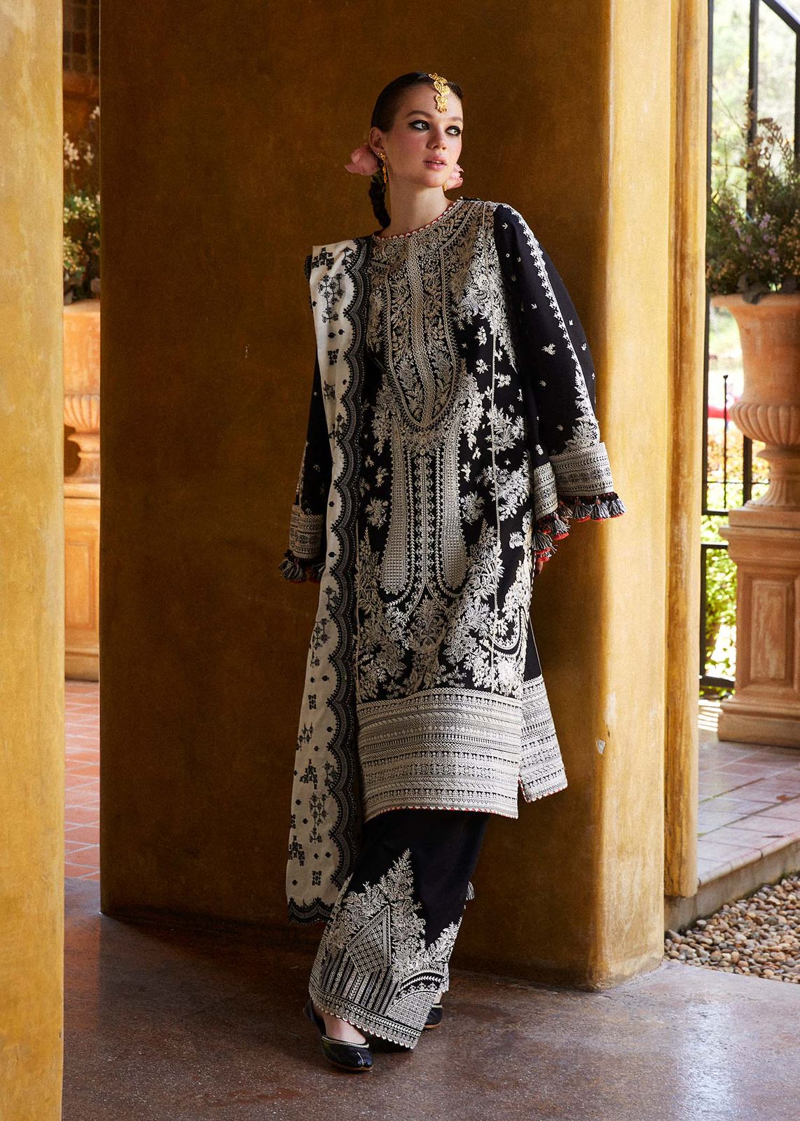 Black & White Embroidered Lawn Suit