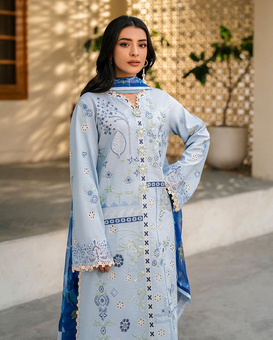 Embroidered Light Blue Lawn Suit