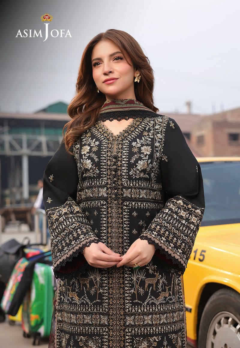 Asim Jofa Embroidered Black Formal Suit