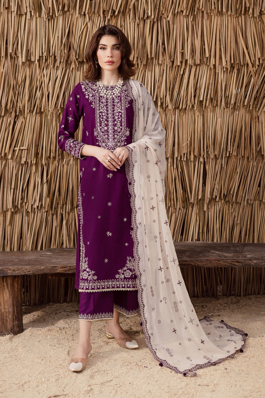 Embroidered Purple Lawn Suit