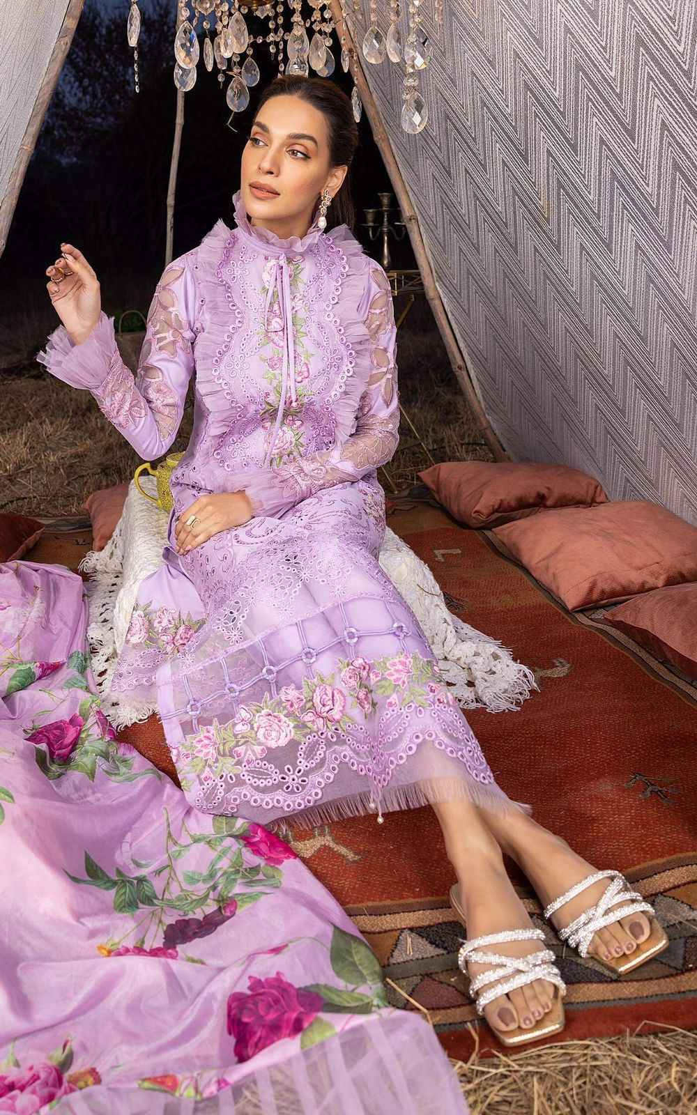 Lavender Embroidered Dress