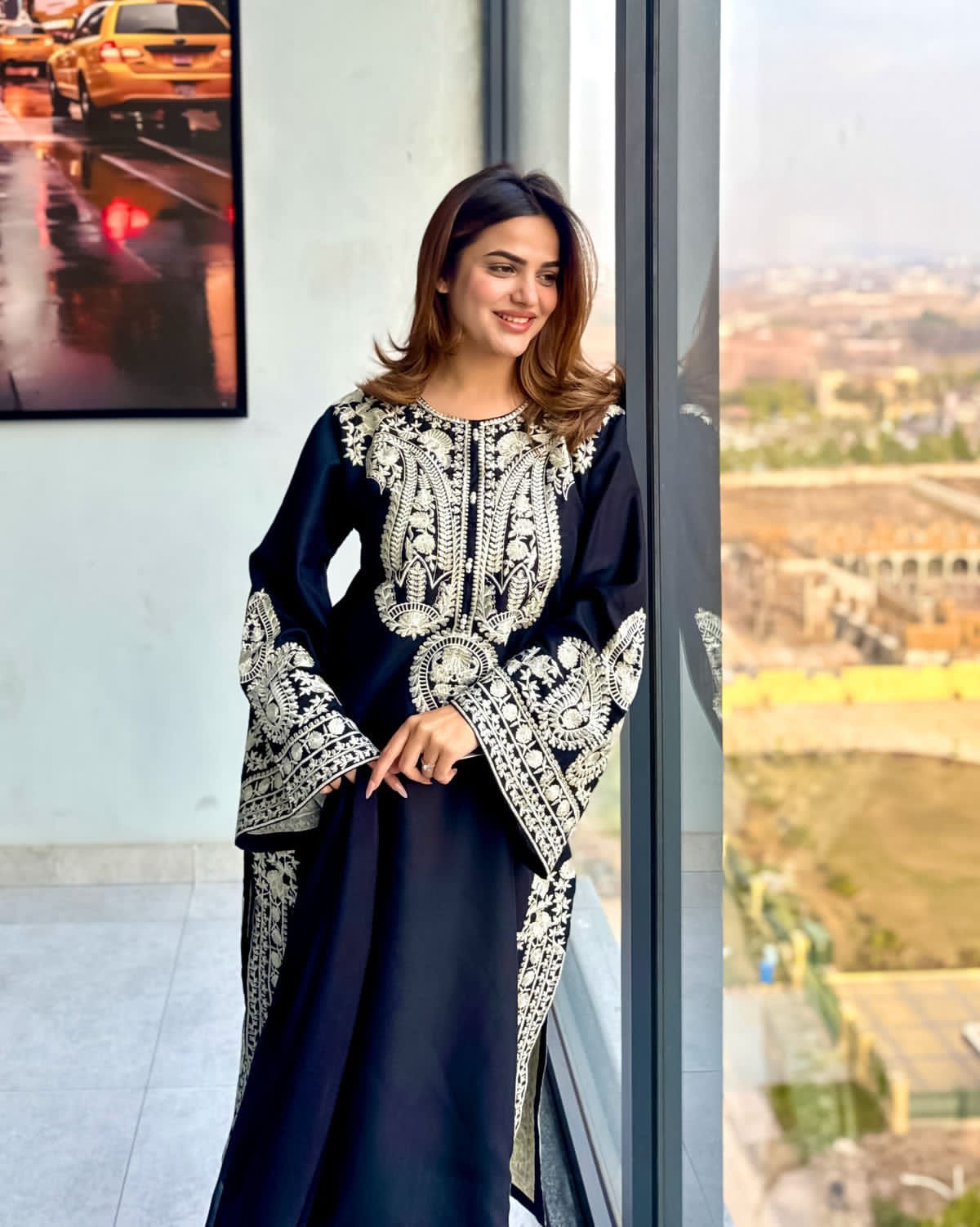 Black Embroidered Formal Dress