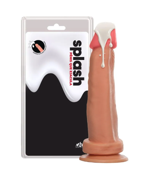 Splash Pênis Ejaculador 16 x 4 cm com Ventosa Adão e Eva