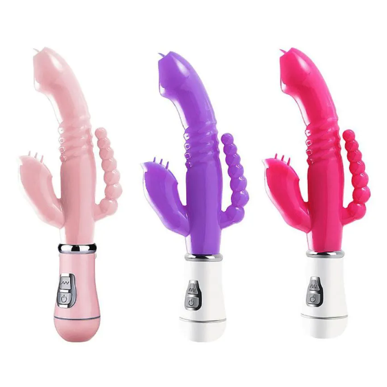 Vibrador Ponto G com Estimulador de Clitóris e Plug Anal 12 Modos Sexy Import